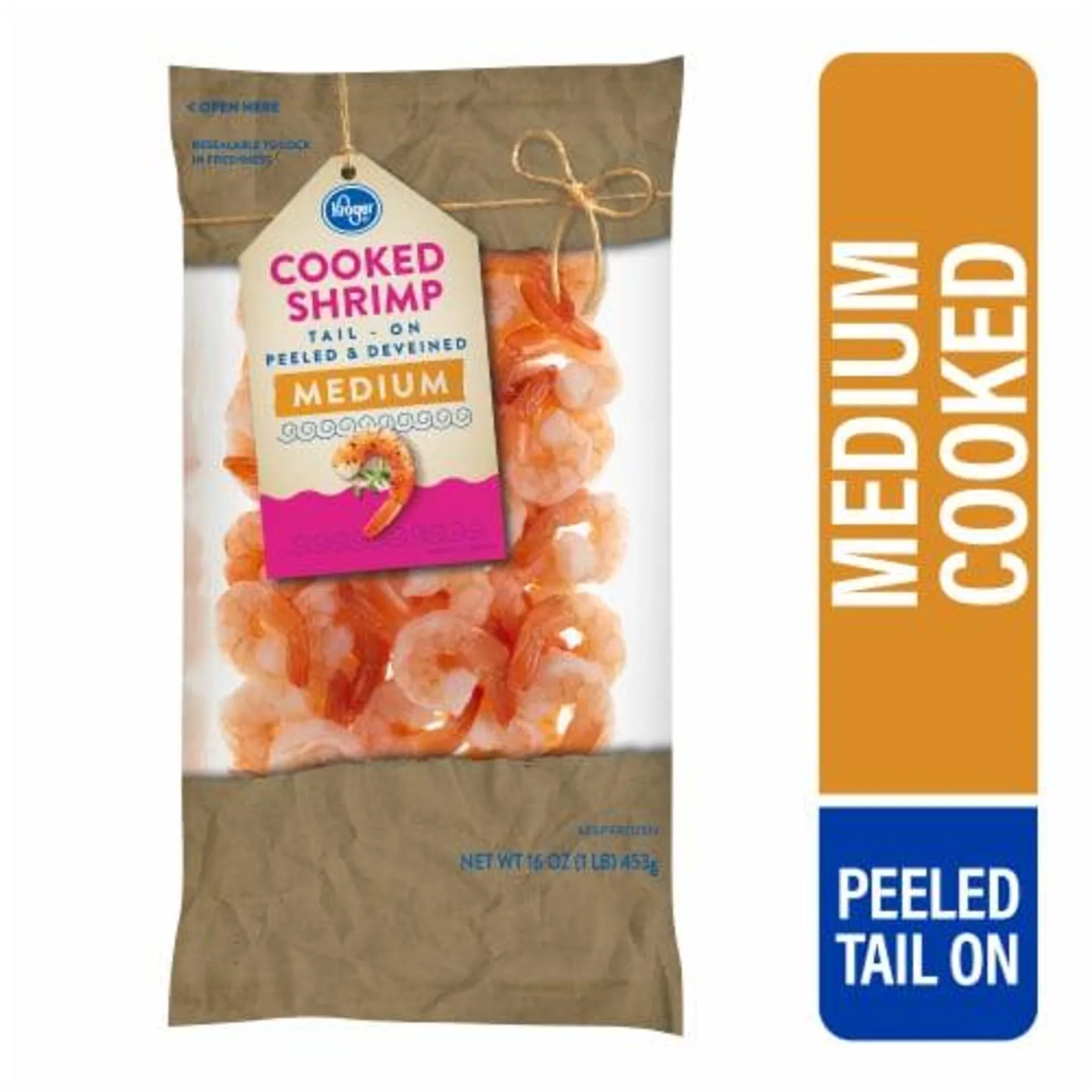 Kroger® Medium Shrimp Cooked Peeled & Deveined Tail On