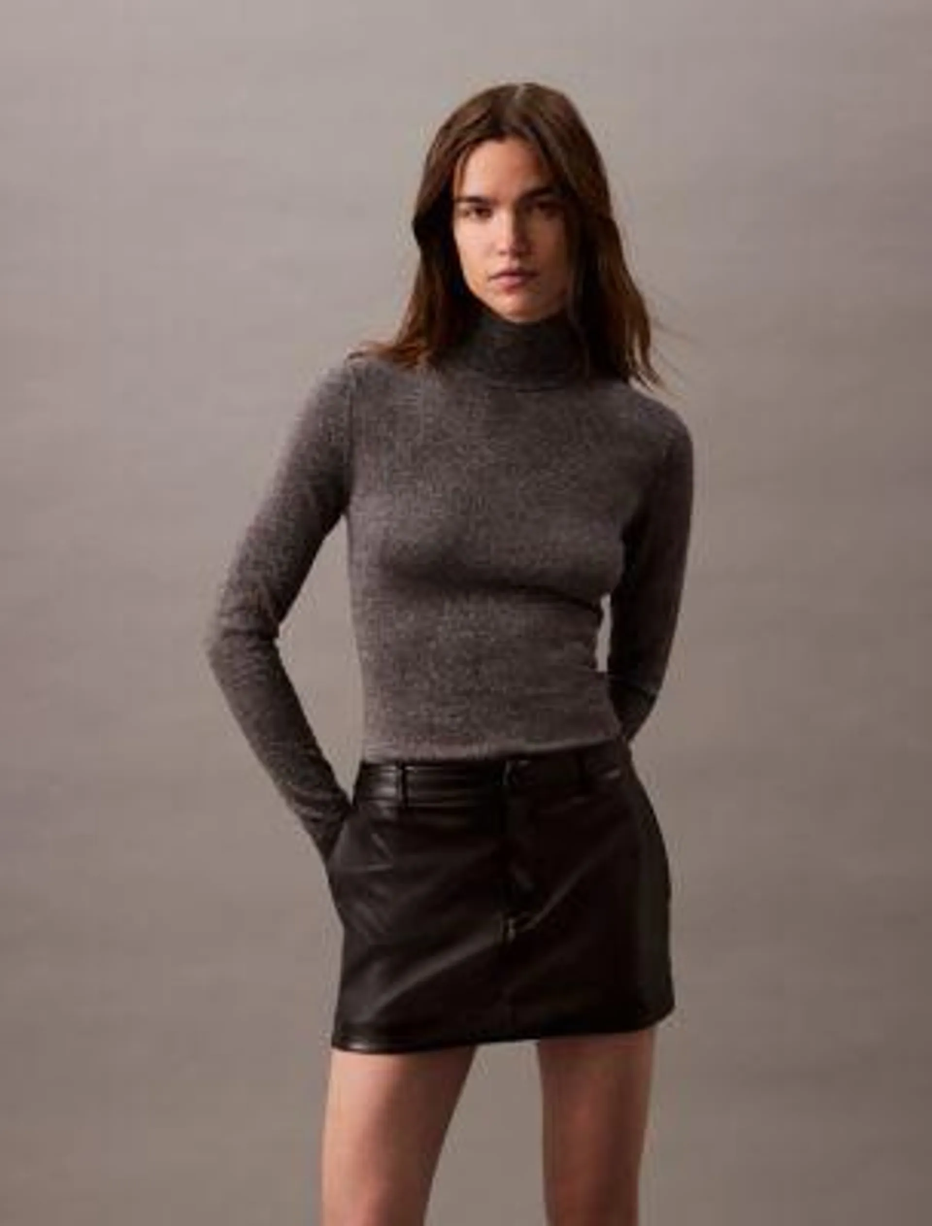 Merino Wool Blend Turtleneck Sweater