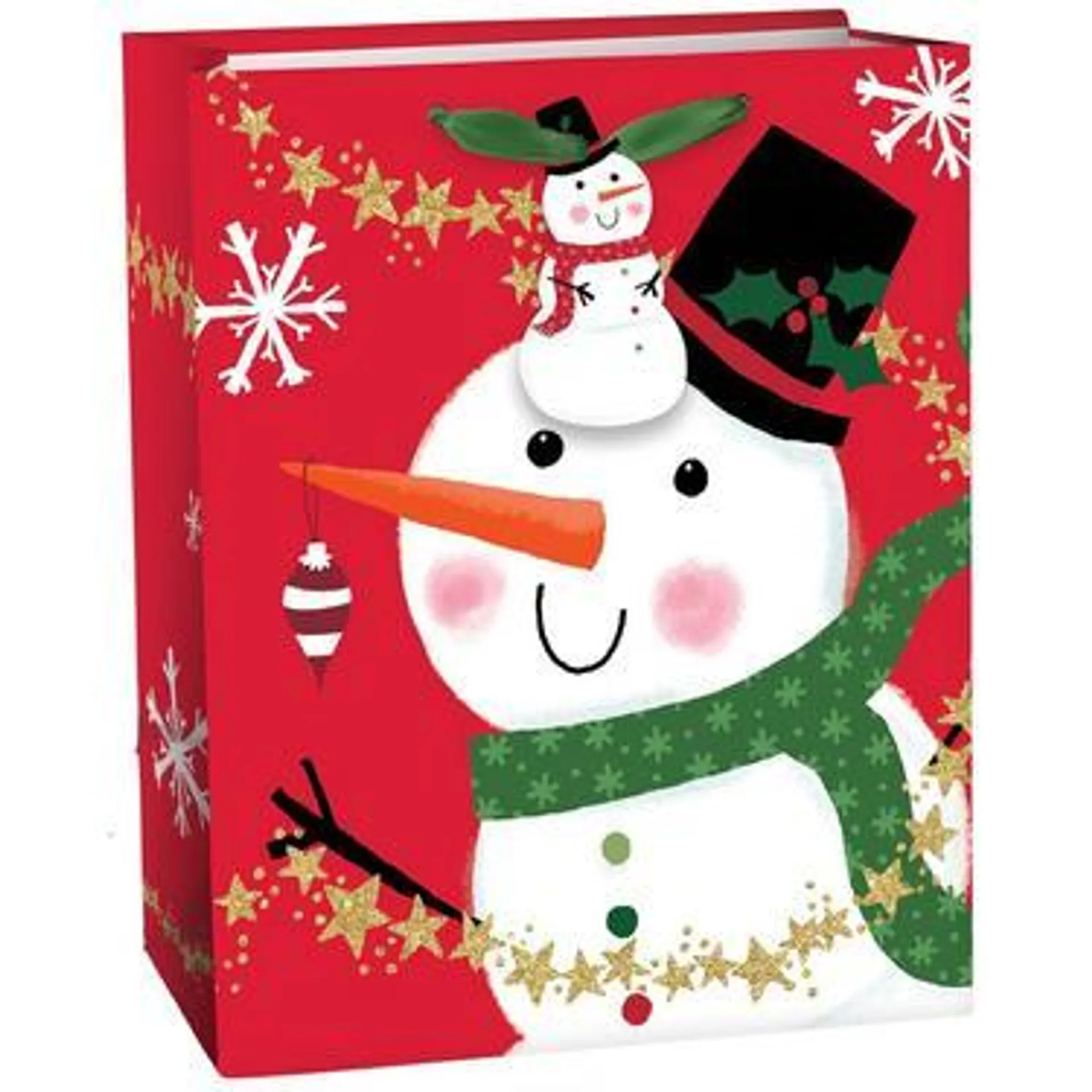 Starry Snowman Paper Gift Bag, 7in x 10in