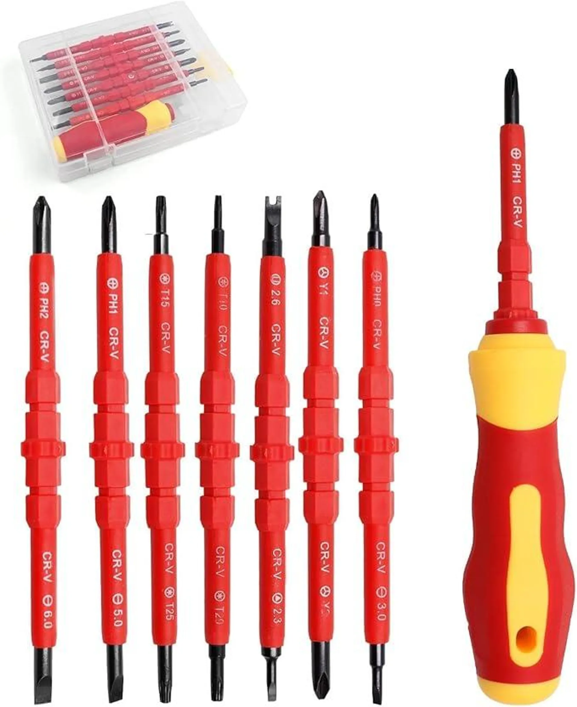 7 in 1 Insulated Screwdriver Set Magnetic Screwdriver Tool Kit Electrician Multifunctional Interchangeable Chrome Vanadium Screwdrivers New Handle Electrician Soft-Grip