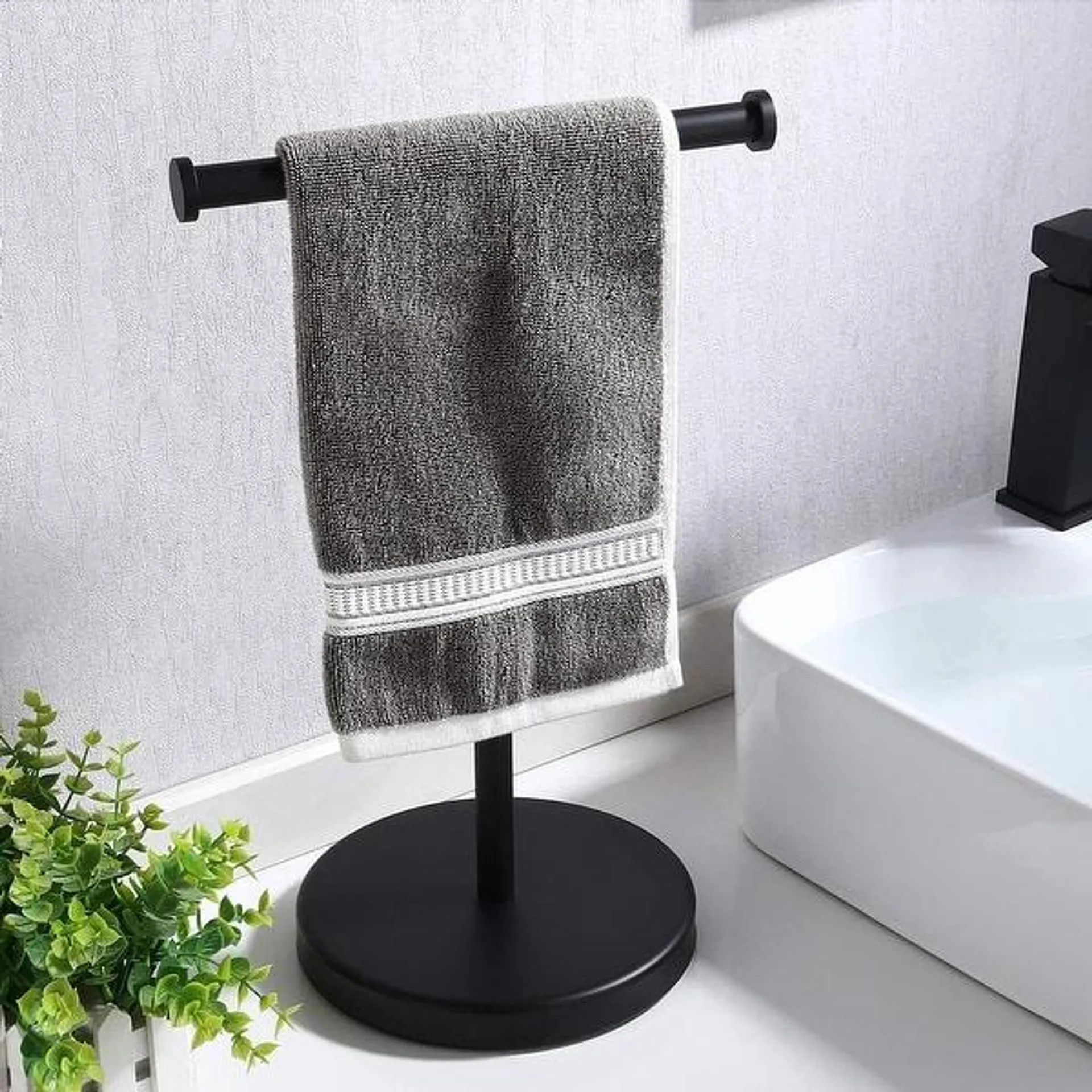 Countertop T-Shape Towel Rack Holer with Heavy Weight Base