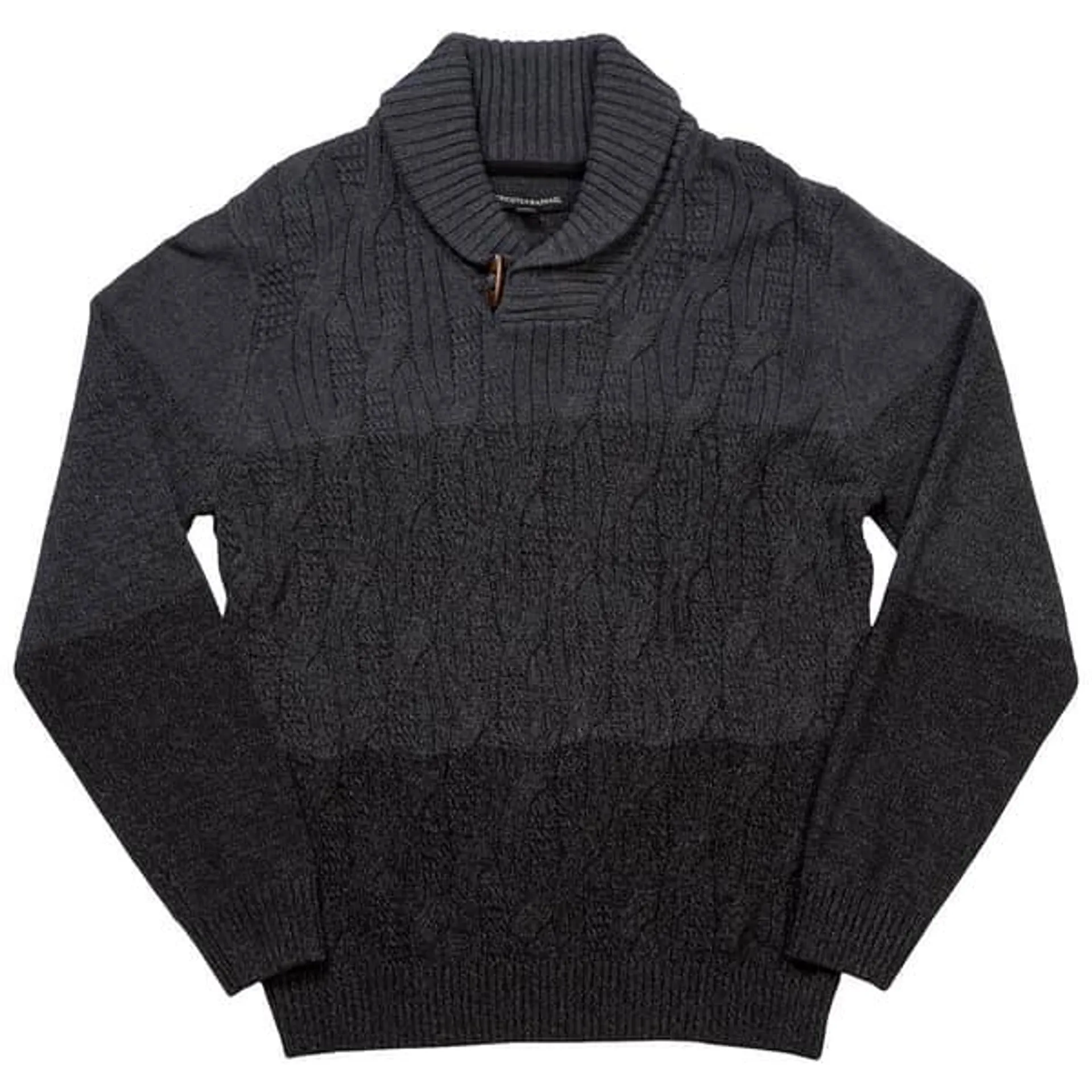 Mens Tricots St. Raphael Color Block Marled Shawl Sweater - Black