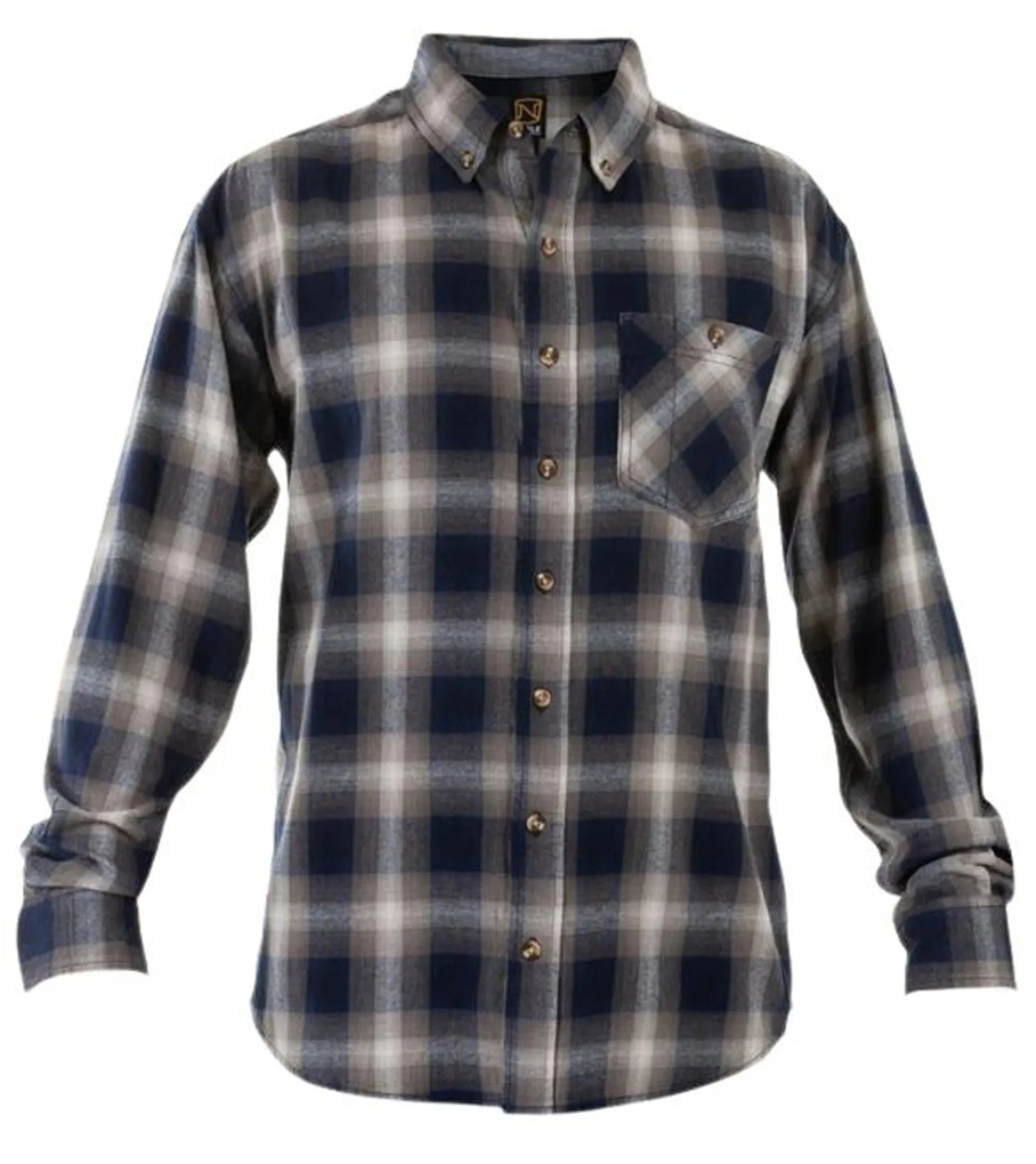 Noble Outfitters Men's Navy & Granite Plaid Long Sleeve Flannel Shirt