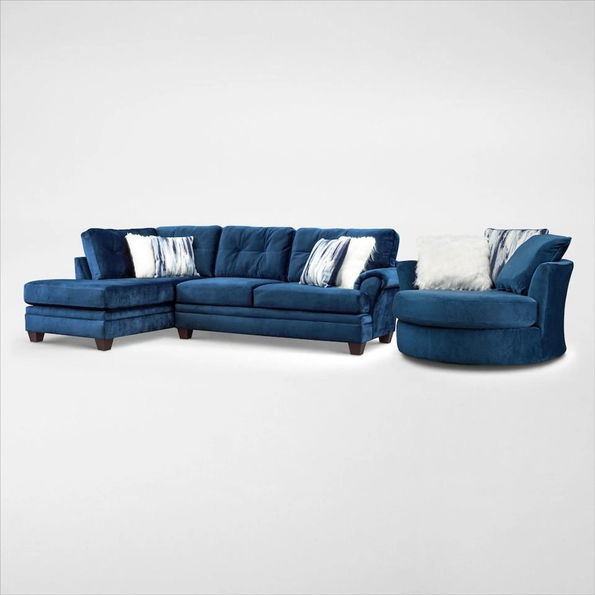 Cordelle 2-Piece Sectional with Chaise and Swivel Chair Set