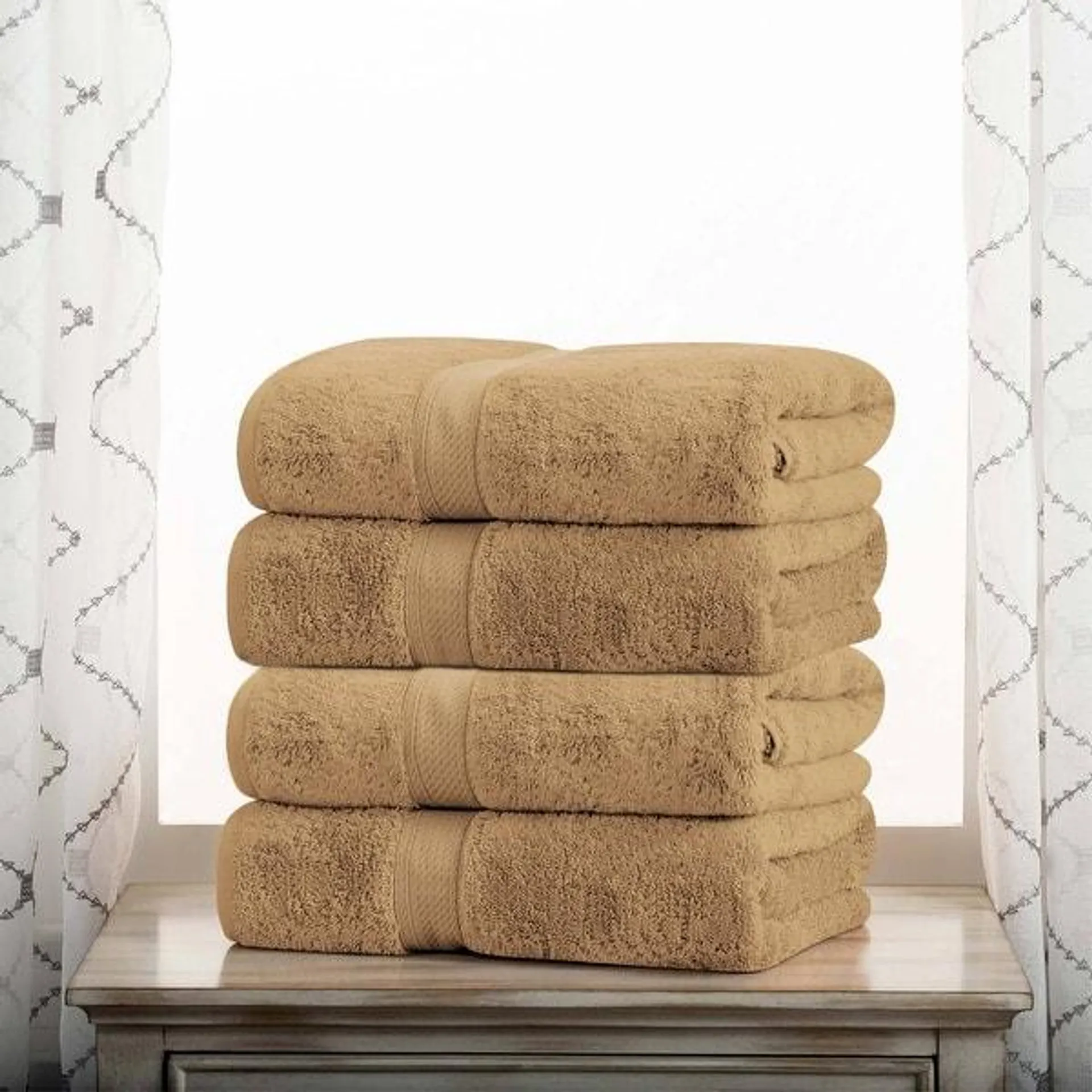 Superior Egyptian Cotton Pile Heavyweight Bath Towel Set of 4