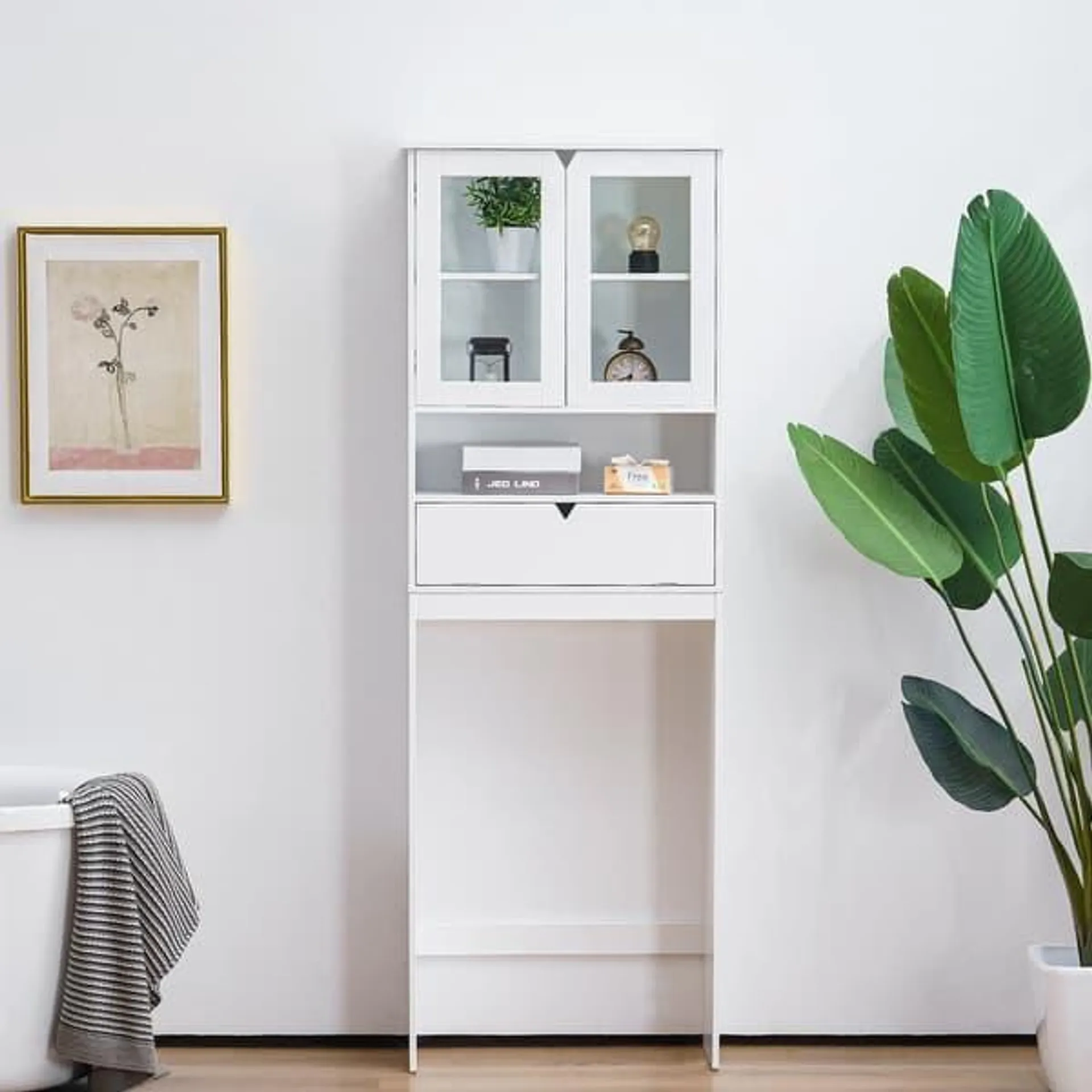 Ivinta Over the Toilet Bathroom Storage Cabinet with Adjustable Shelf - 23.6"(W) x 10"(D) x 67.5"(H)