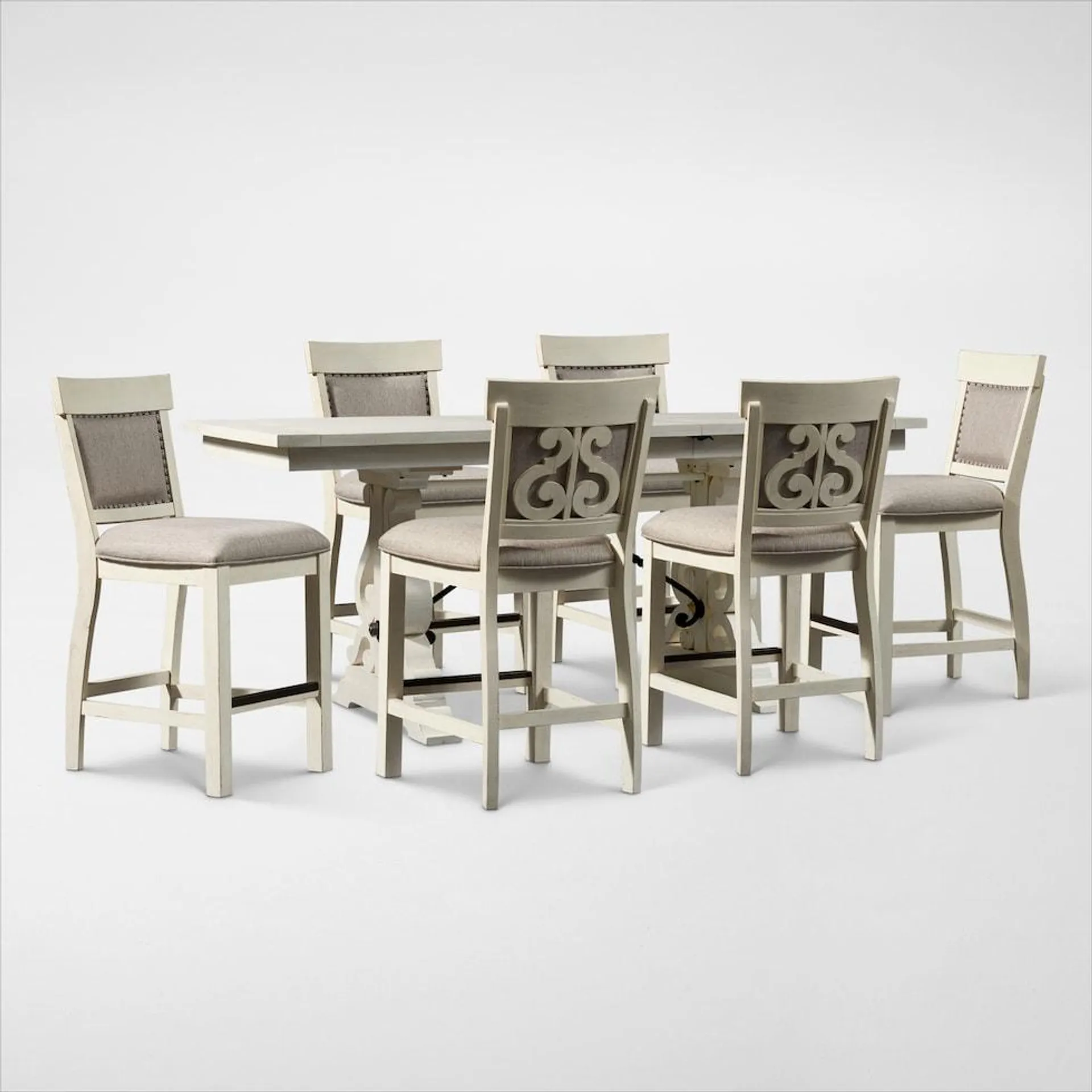 Charthouse Counter-Height Extendable Dining Table and 6 Upholstered Stools