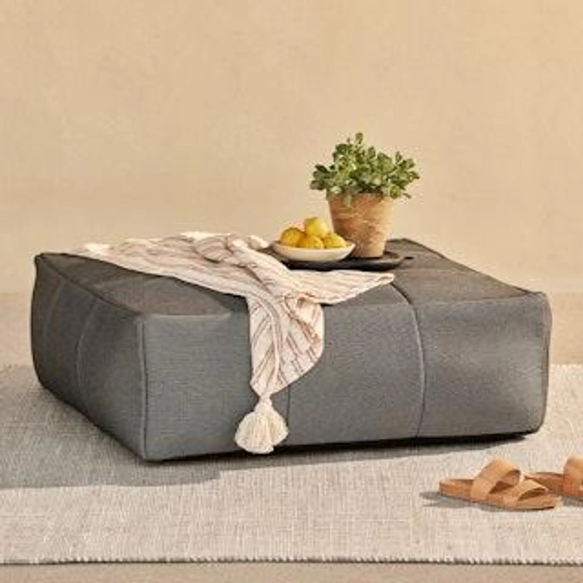 Corvos 36" Outdoor Ottoman - Met Black