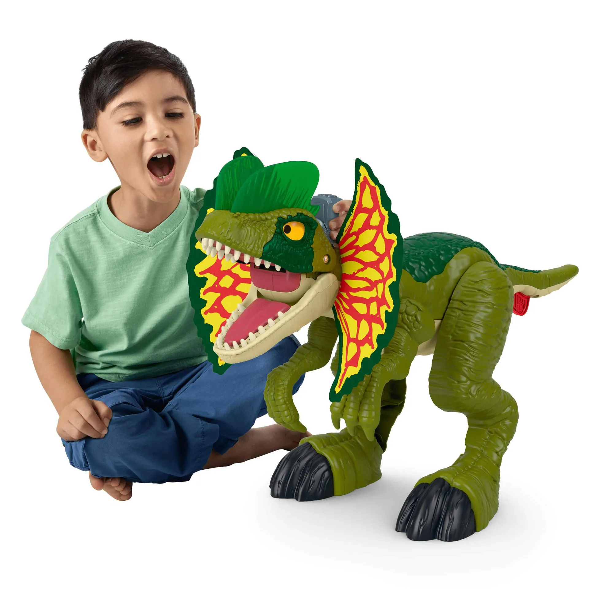 Imaginext Jurassic World Thrash Attack Dilophosaurus Dinosaur Toy With Lights & Sounds For Kids