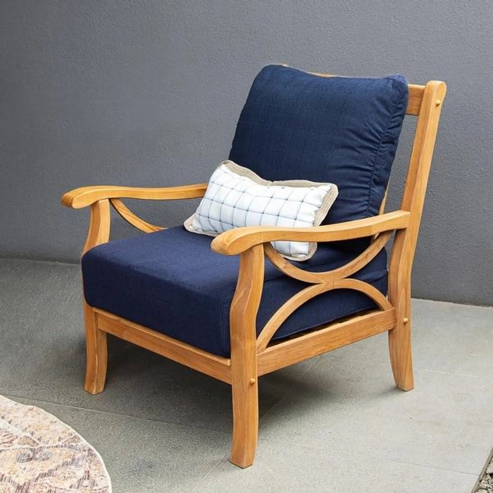 Cambridge Casual Lowell Teak Patio Club Chair with Cushion