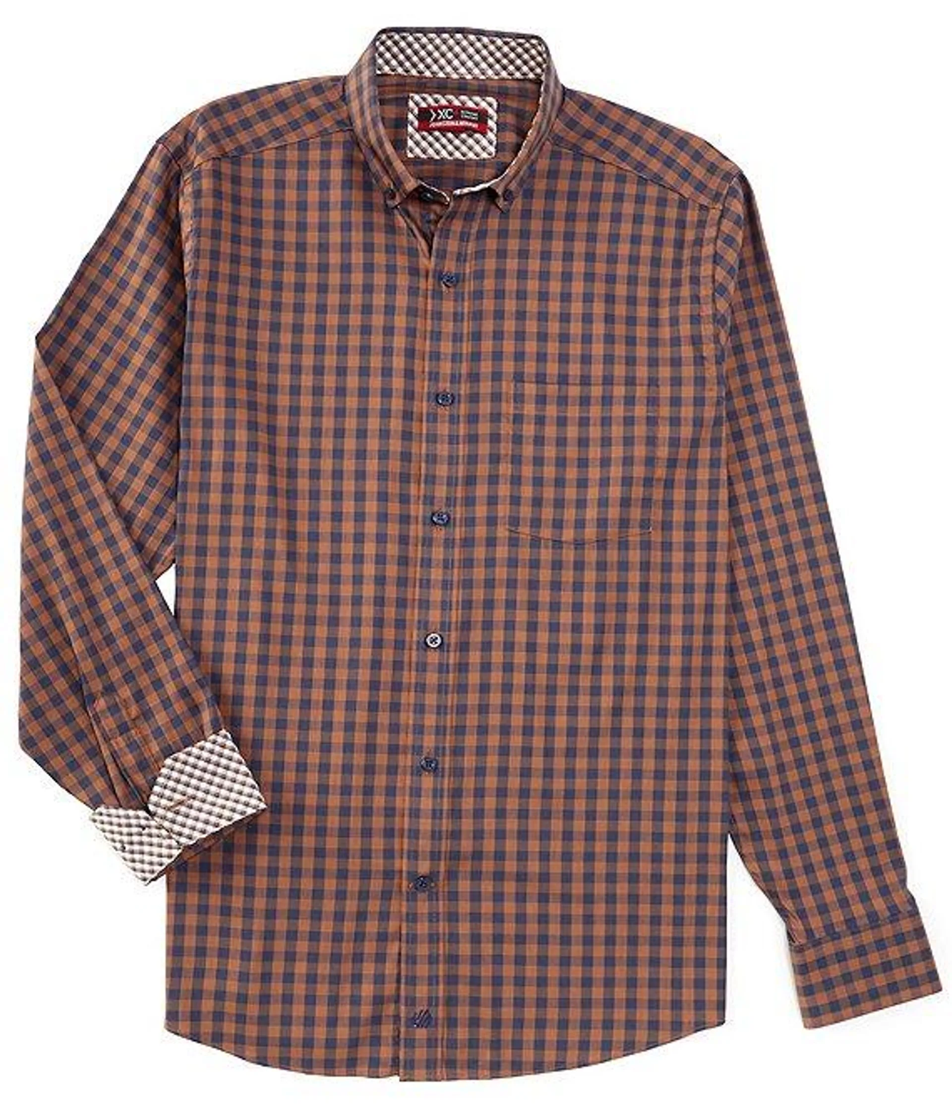 XC4 Performance Stretch Two-Tone Gingham Long Sleeve Woven Shirt