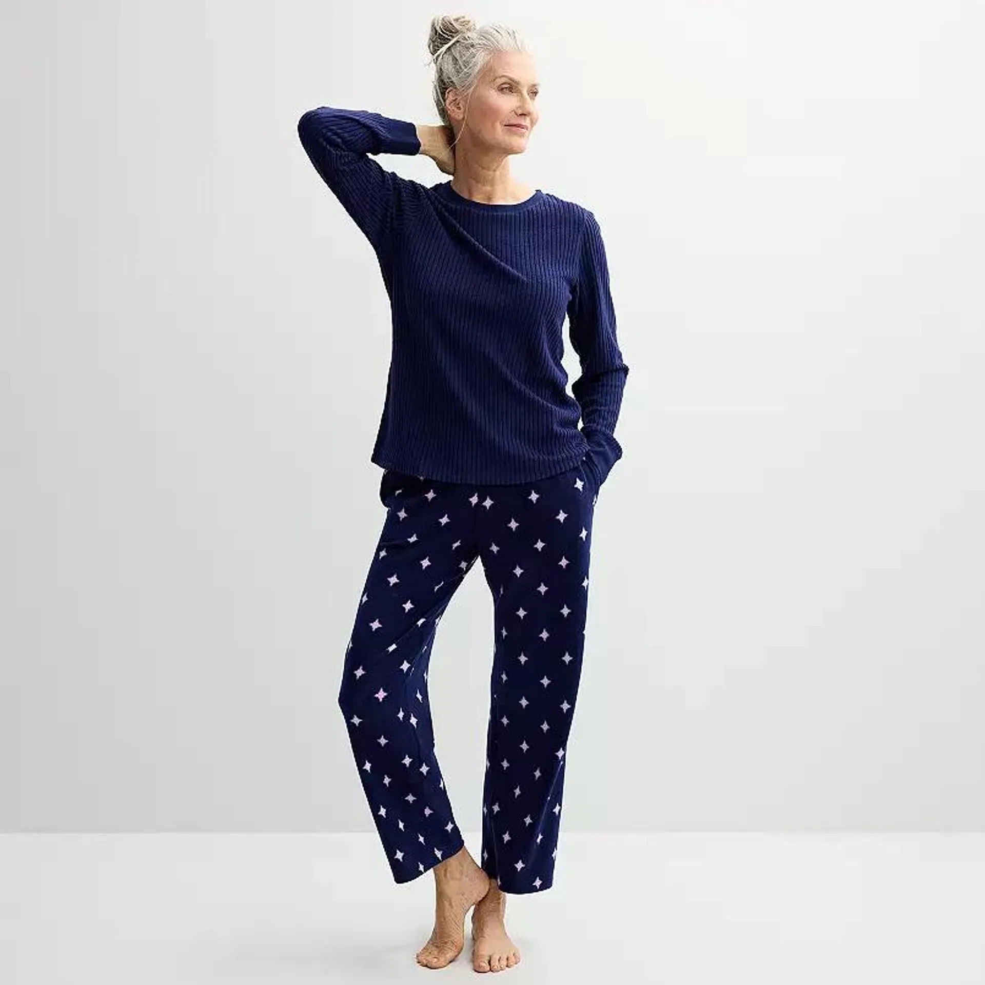 Women's Croft & Barrow® 2-pc. Long Sleeve Pajama Top & Pajama Pants Sleep Set