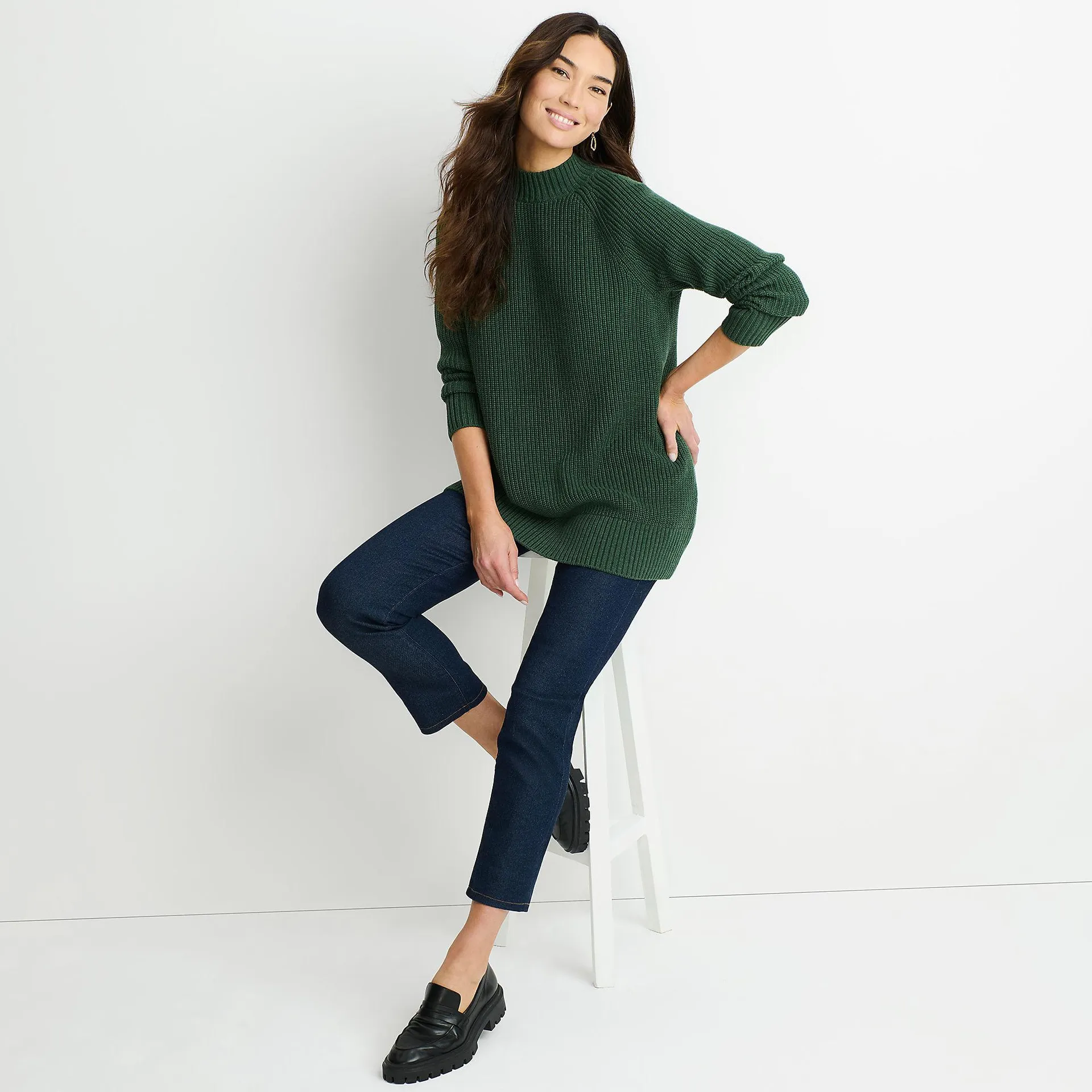 Women's Drifter Shaker Easy Fit Mock Neck Tunic Sweater