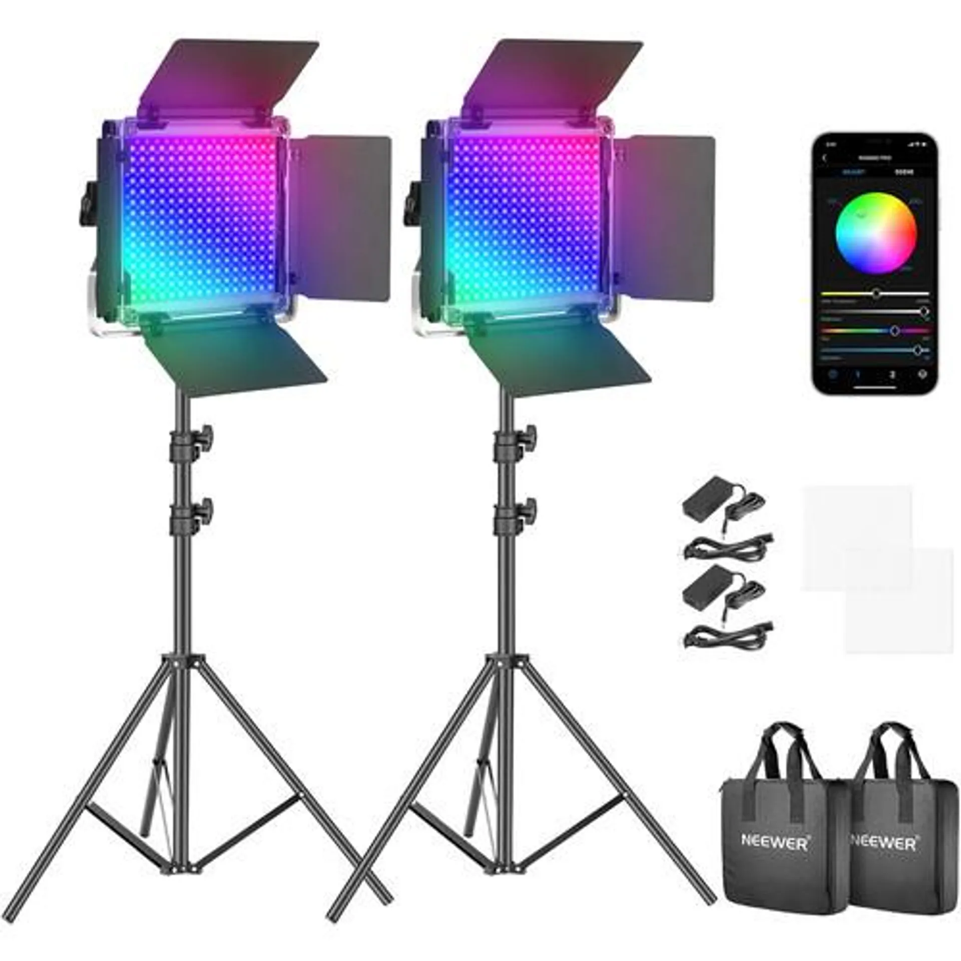 Neewer 660 RGB LED 2-Light Kit with Stands