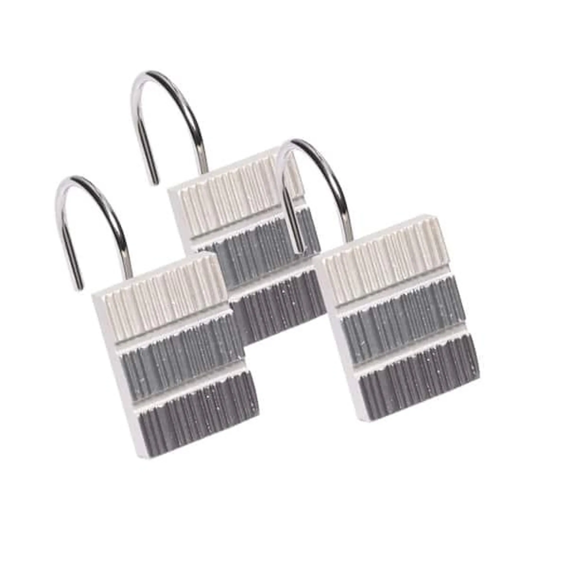 Modern Striped Shower Curtain Hooks- Set of 12