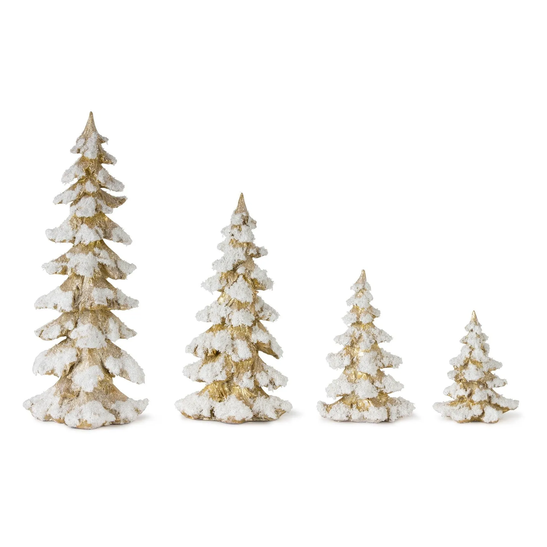 Gold Flocked Pine Tree Decor, Set of 4