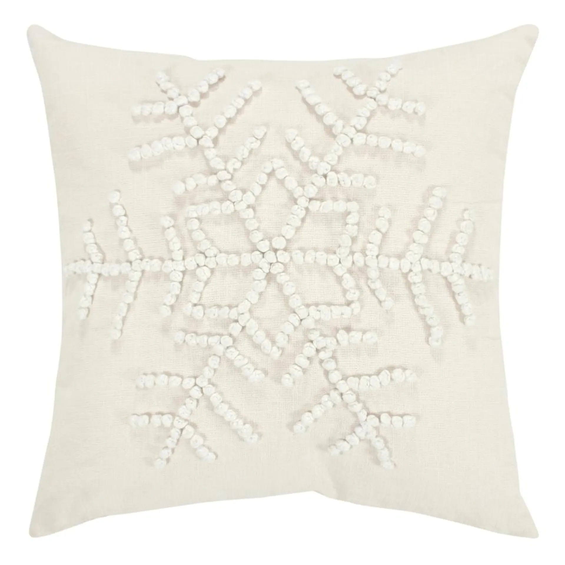 Embroidered Natural Christmas Snowflake Cushion - 43x43cm