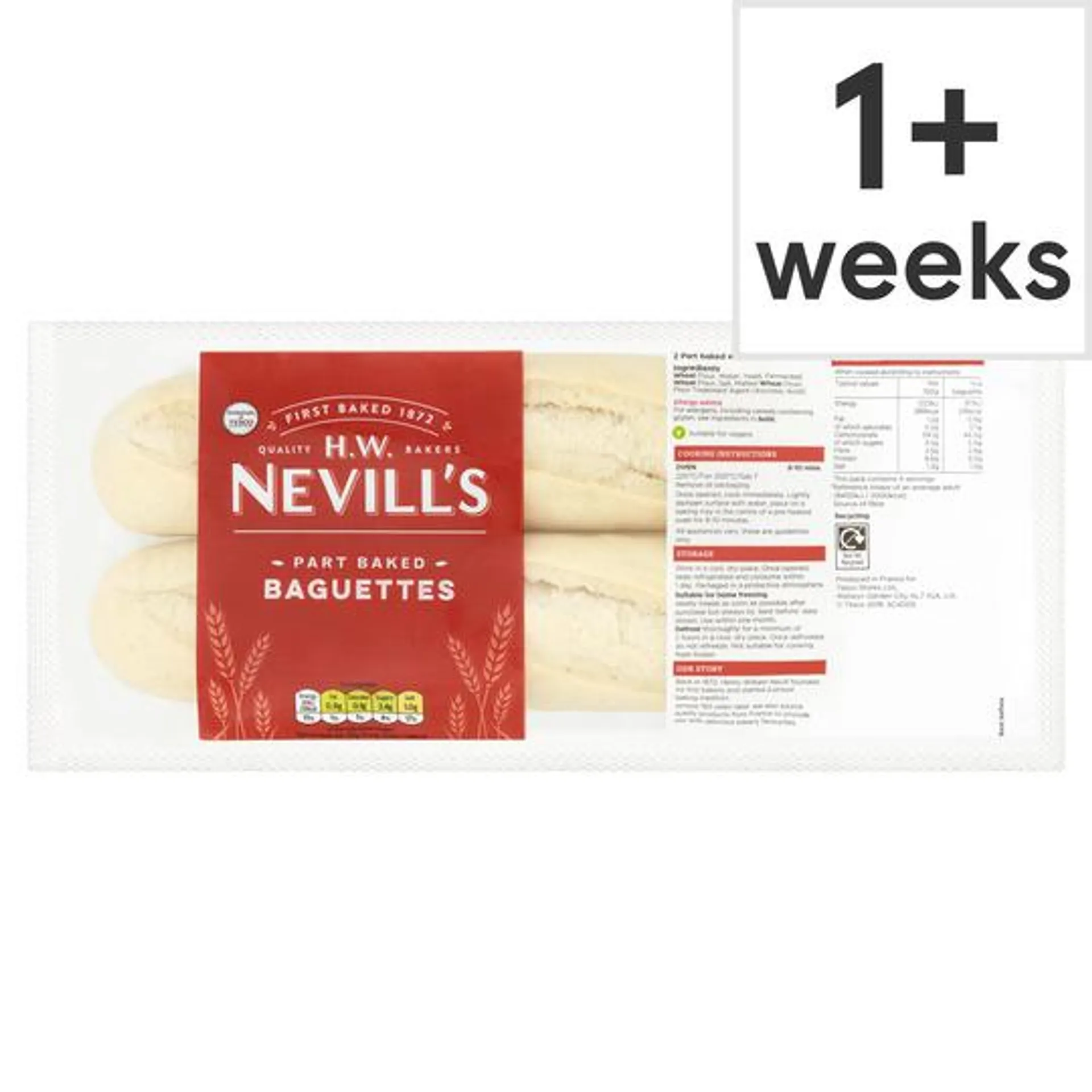 H.W. Nevill's Part Baked Baguette 2 Pack