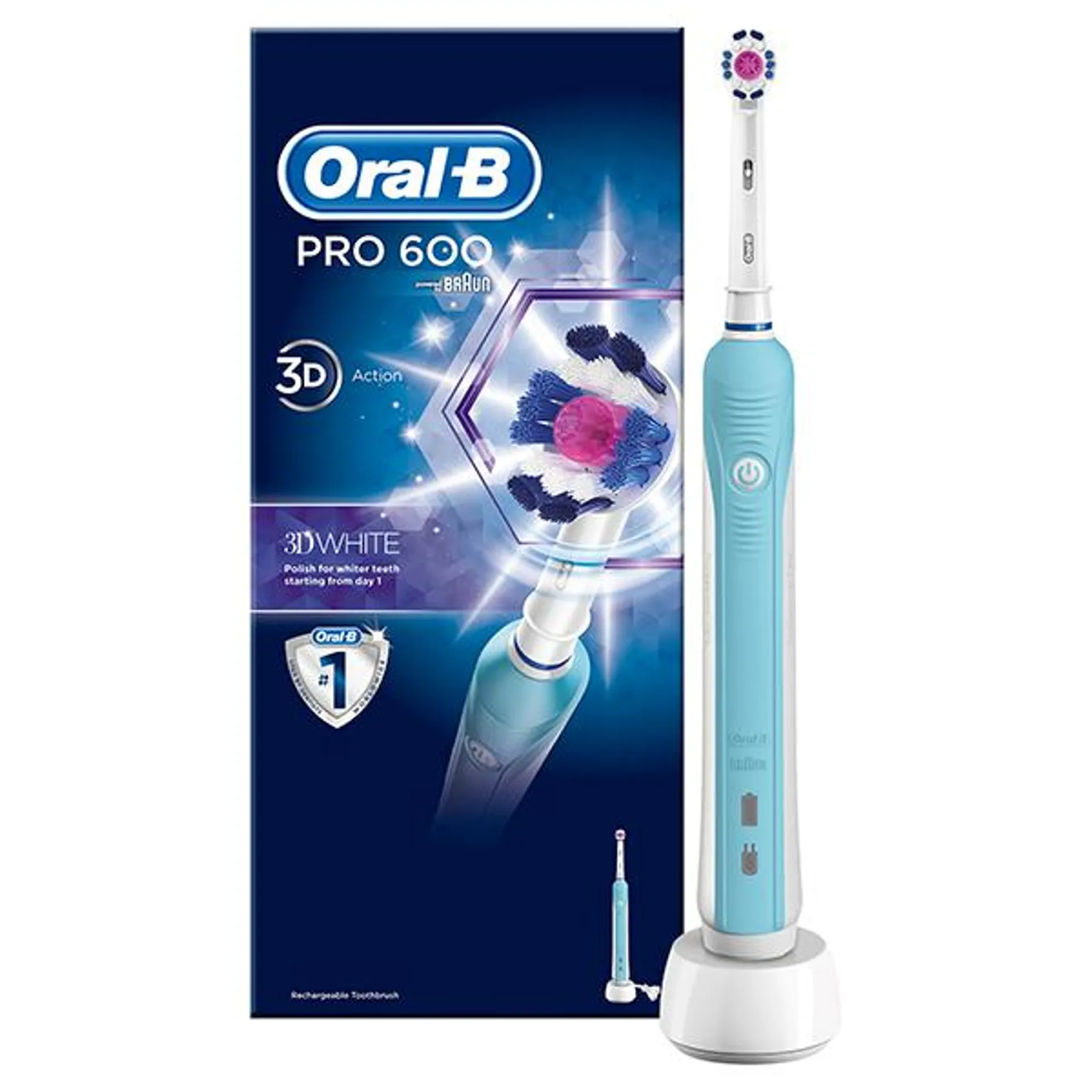 Oral-B Pro 1 600 3D White Electric Rechargeable Toothbrush