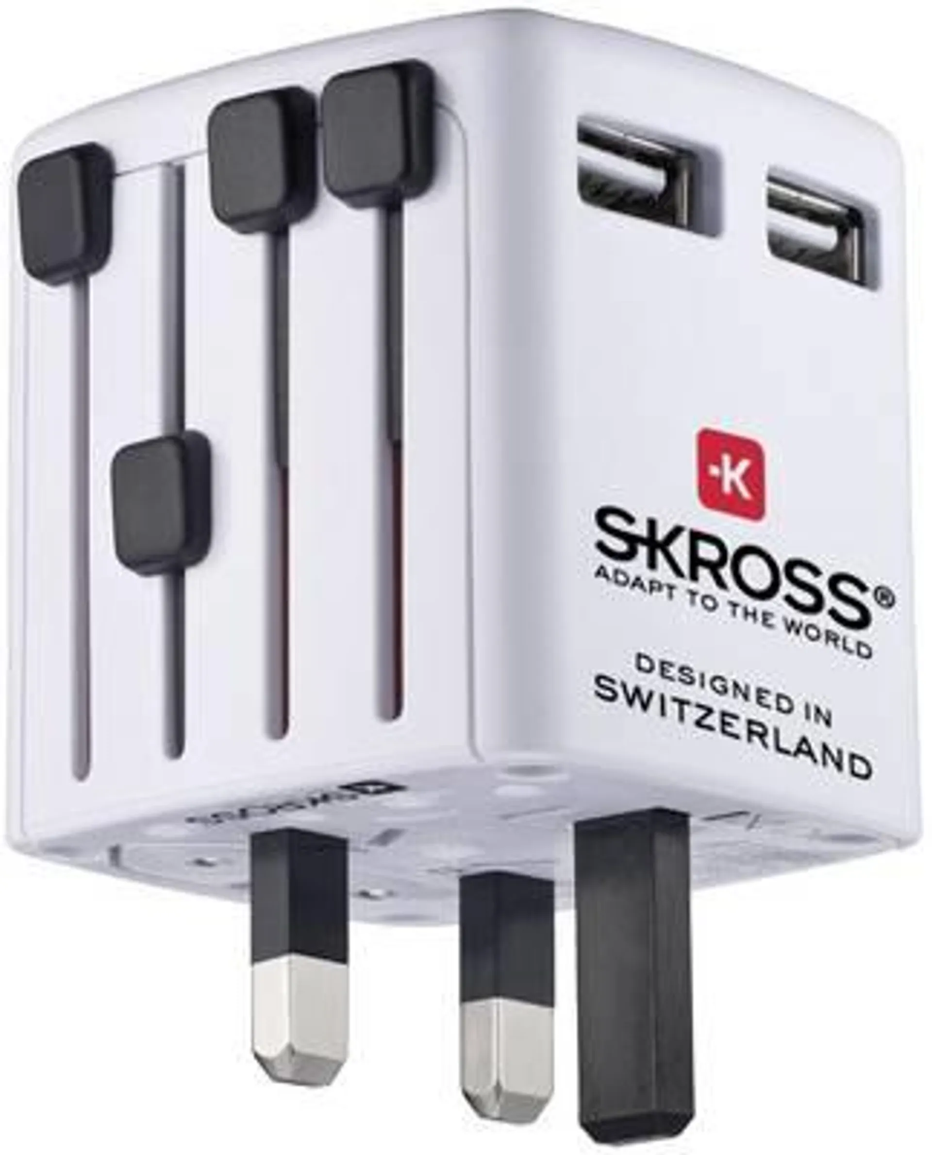 Skross World USB Charger 1.302330 USB charger Mains socket Max. output current 2400 mA 2 x USB incl. UK adapter