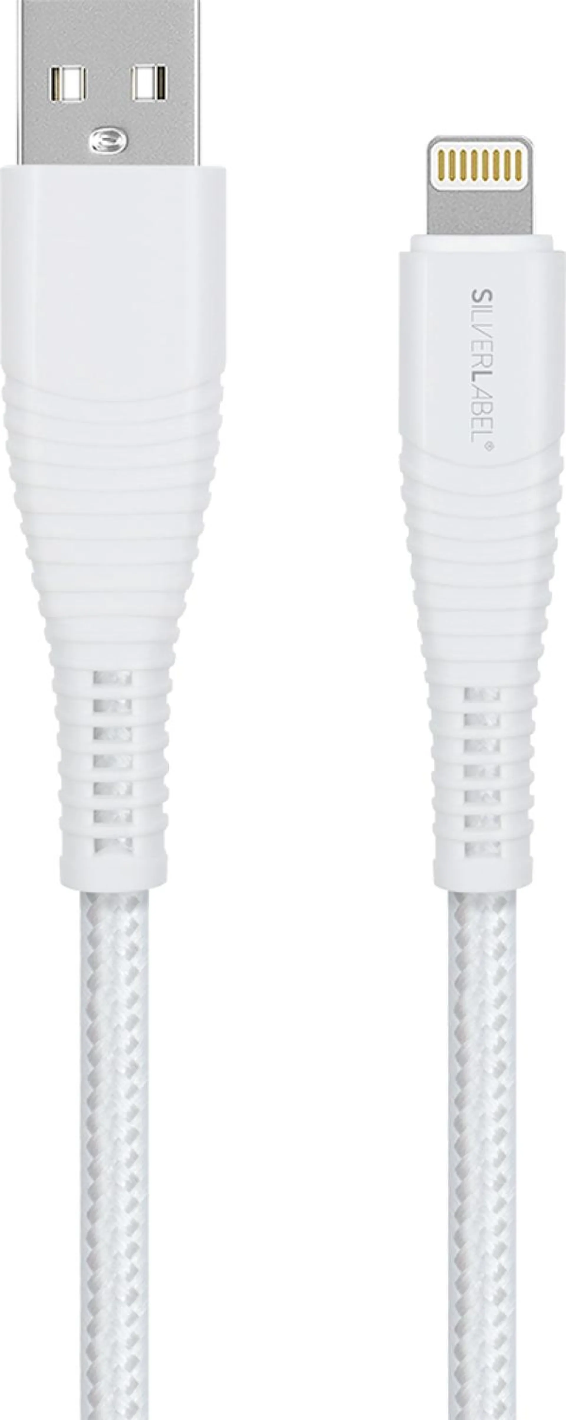 SilverLabel Braided 2m USB-A to Lighting Cable White
