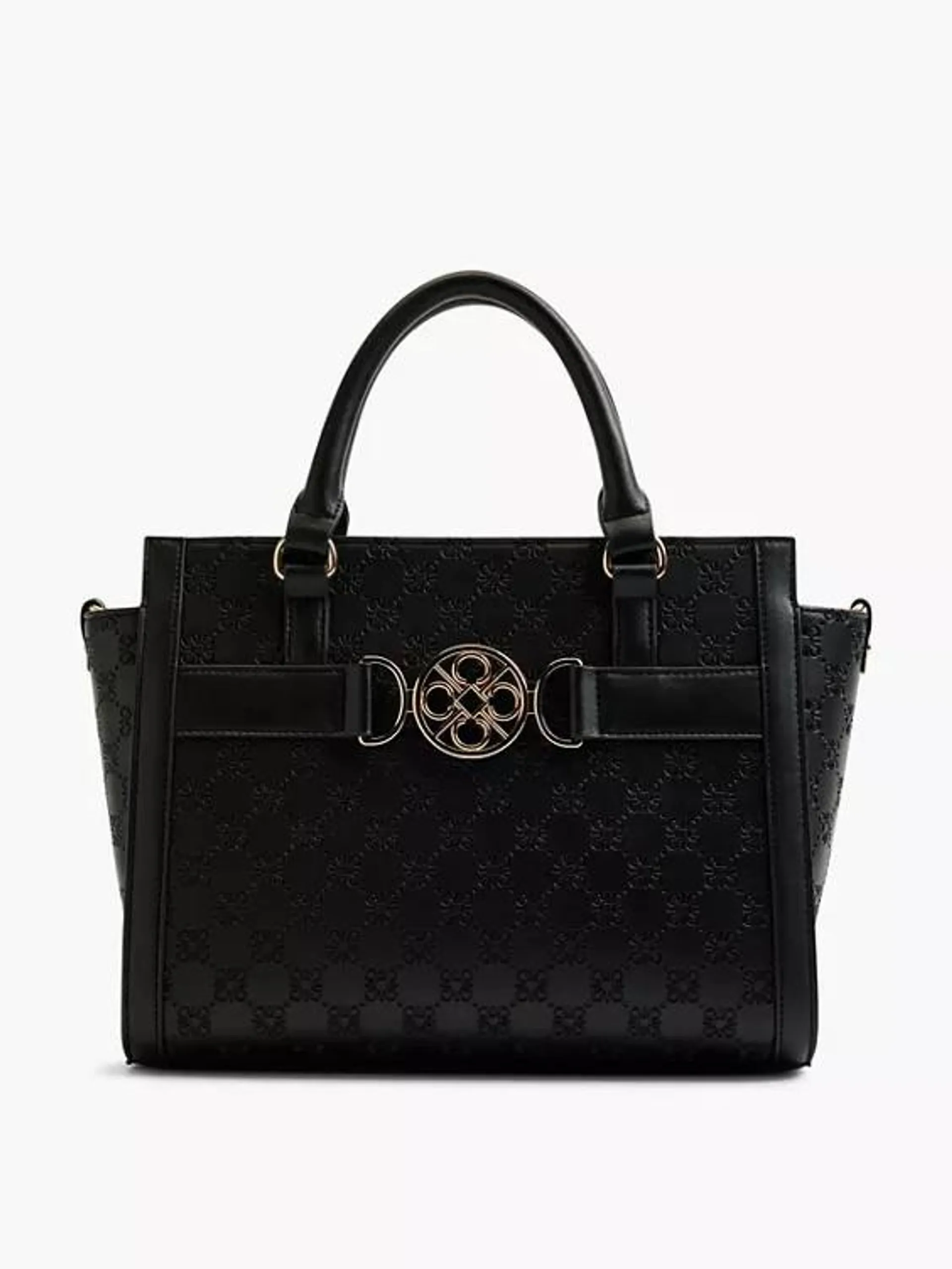 Black Monogram Embossed Tote Bag