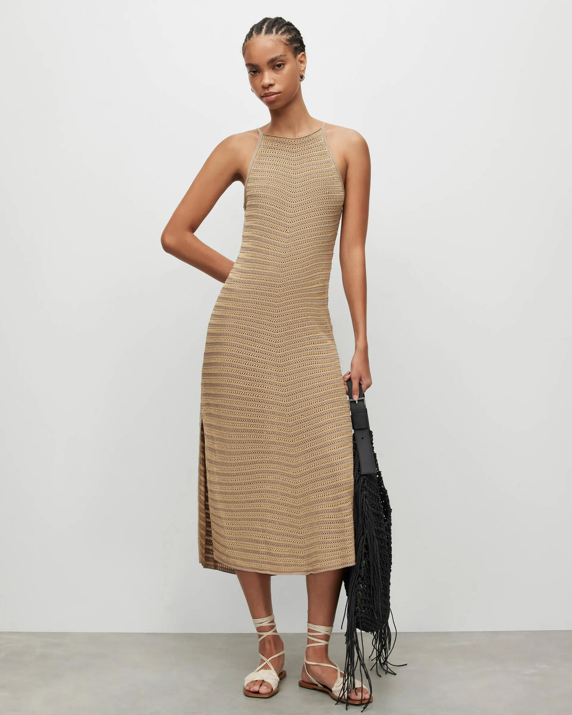 Maxine Crochet Striped Midi Dress