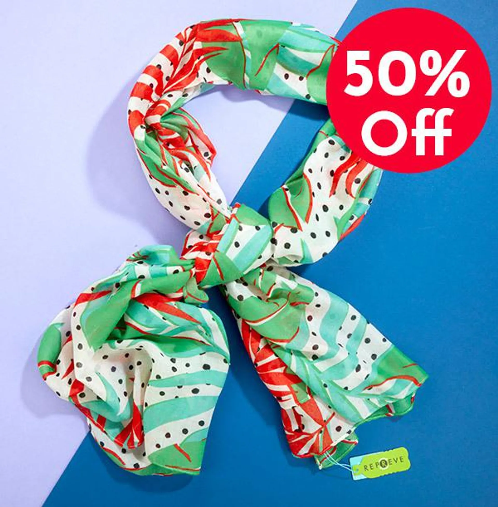 Recycled Yarn Bright Tropical Print Scarf WAS £17.99 NOW £7.99
