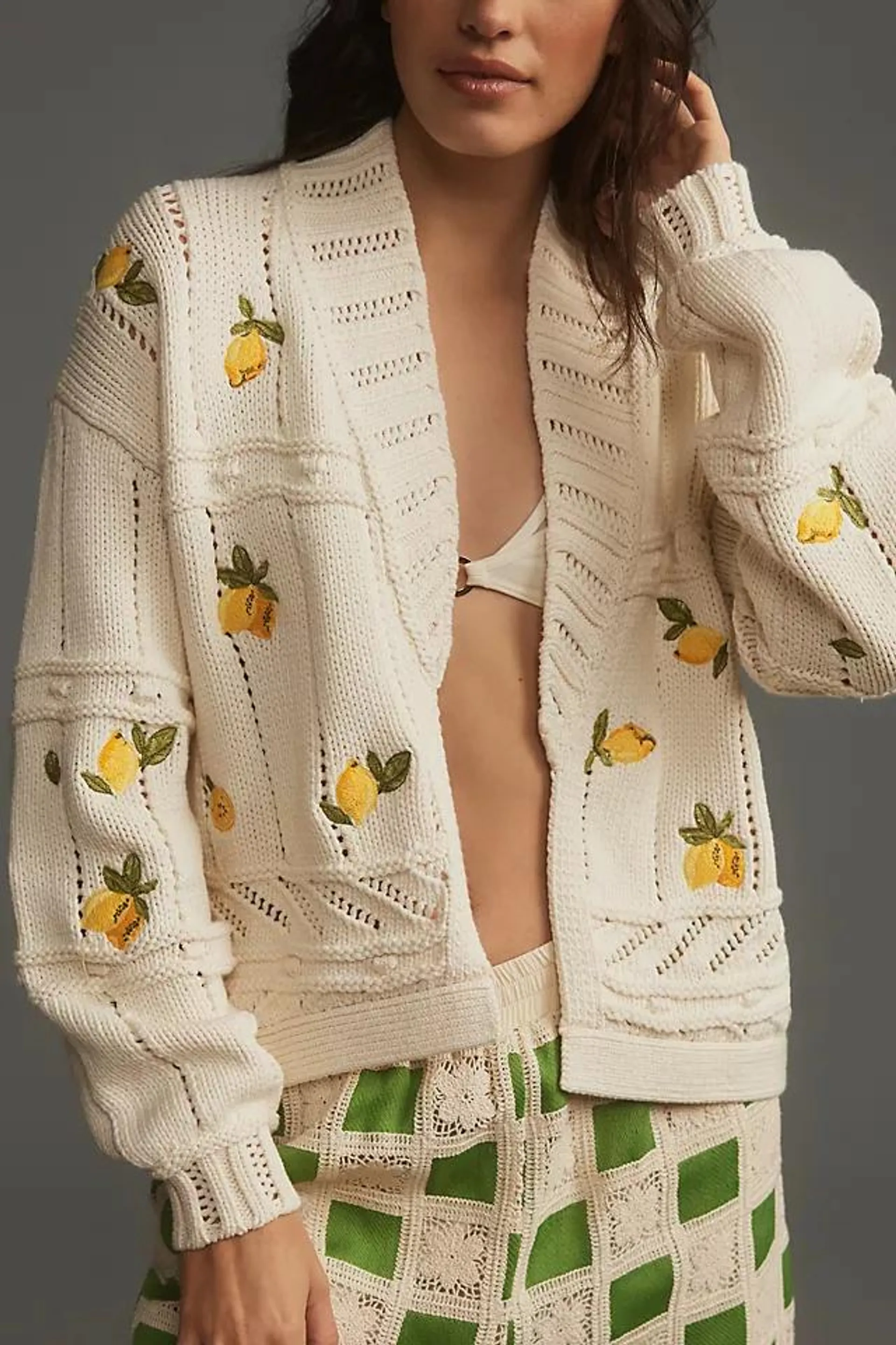 Maeve Fruit-Embroidered Cardigan