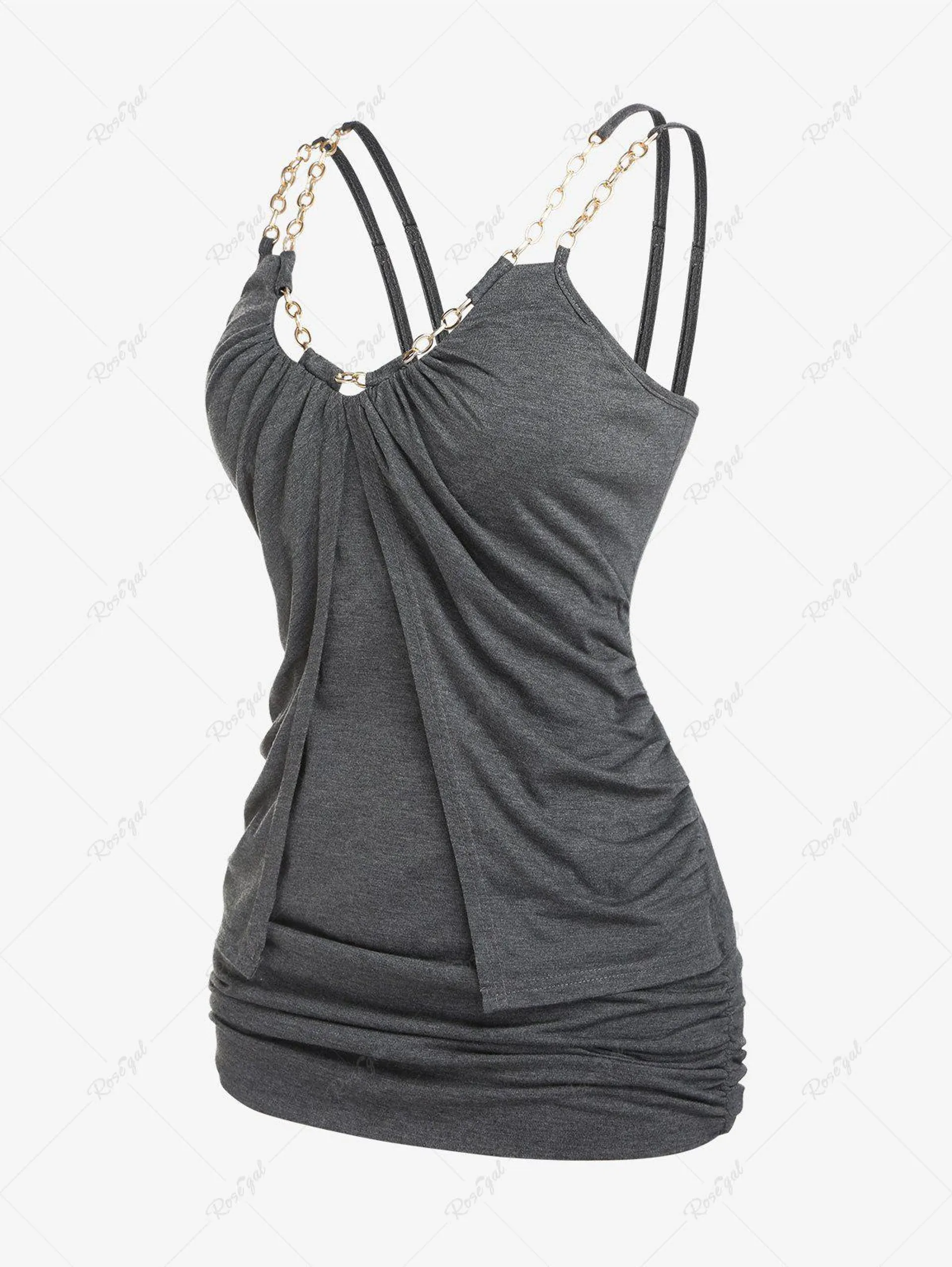 Plus Size Ruched Chains Space Dye Cami Top - 1x | Us 14-16