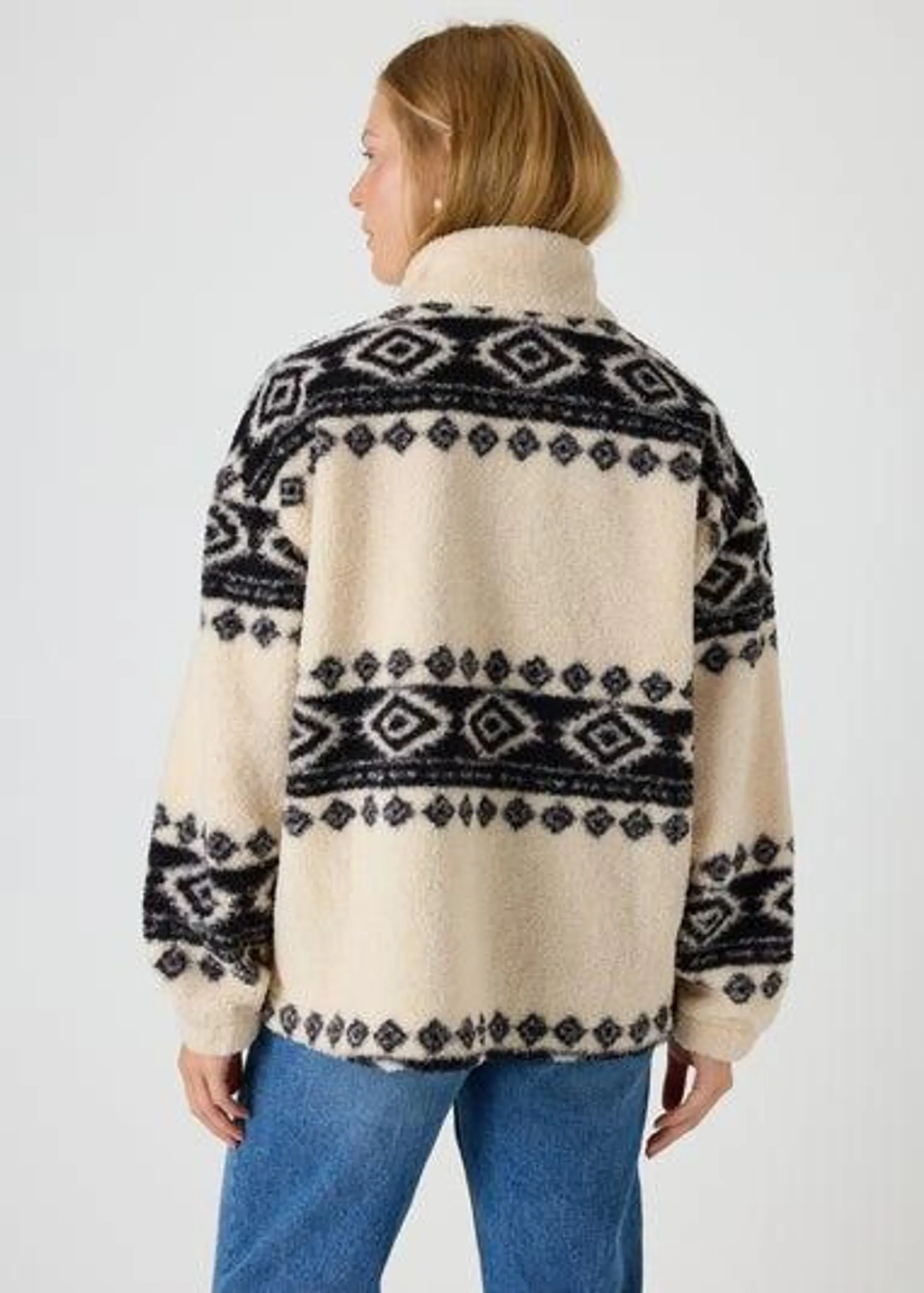 Black Aztec Borg Half Zip Jumper