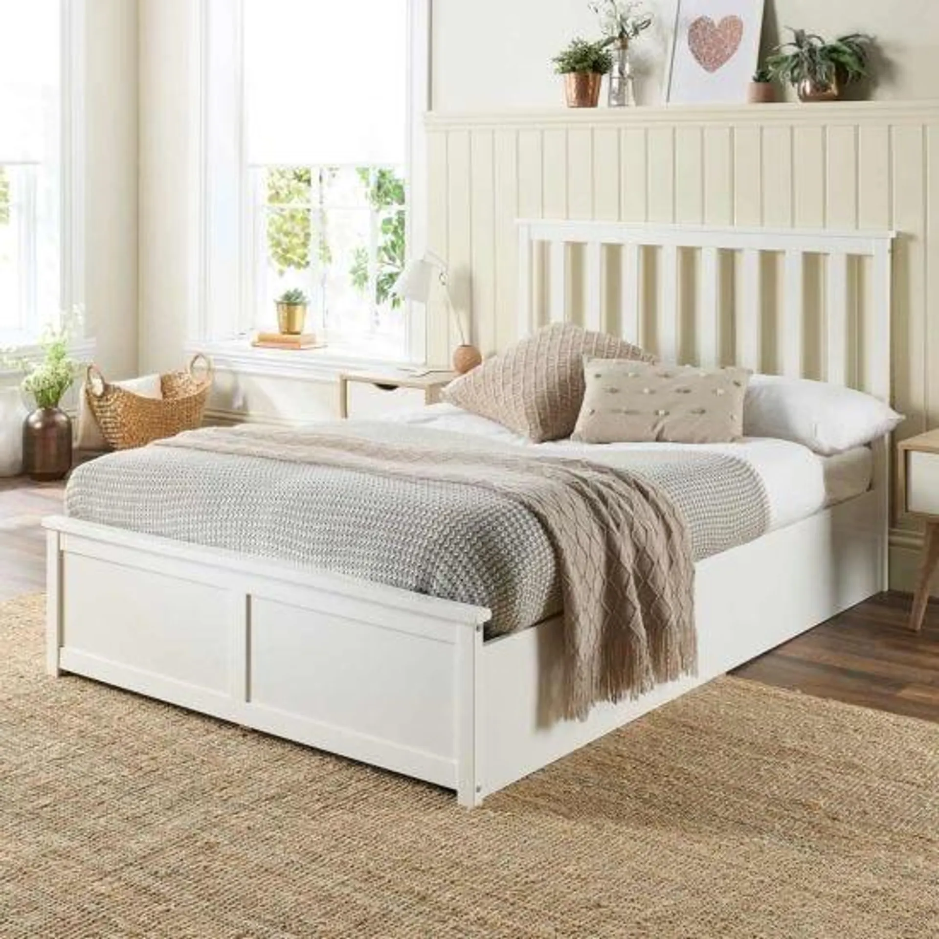 Aspire Furniture Wooden Ottoman Bed - Double