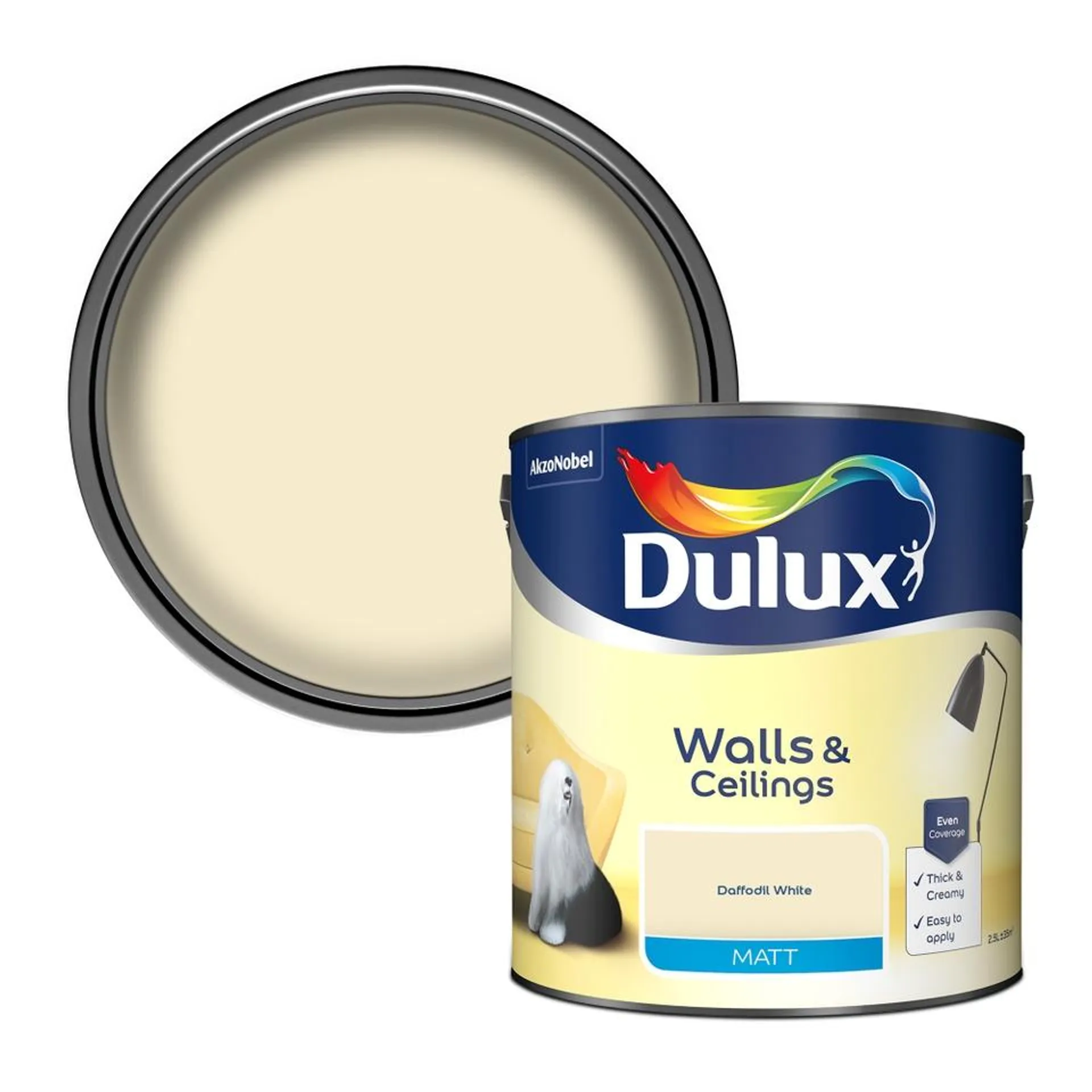 Dulux Matt Emulsion Paint Daffodil White - 2.5L