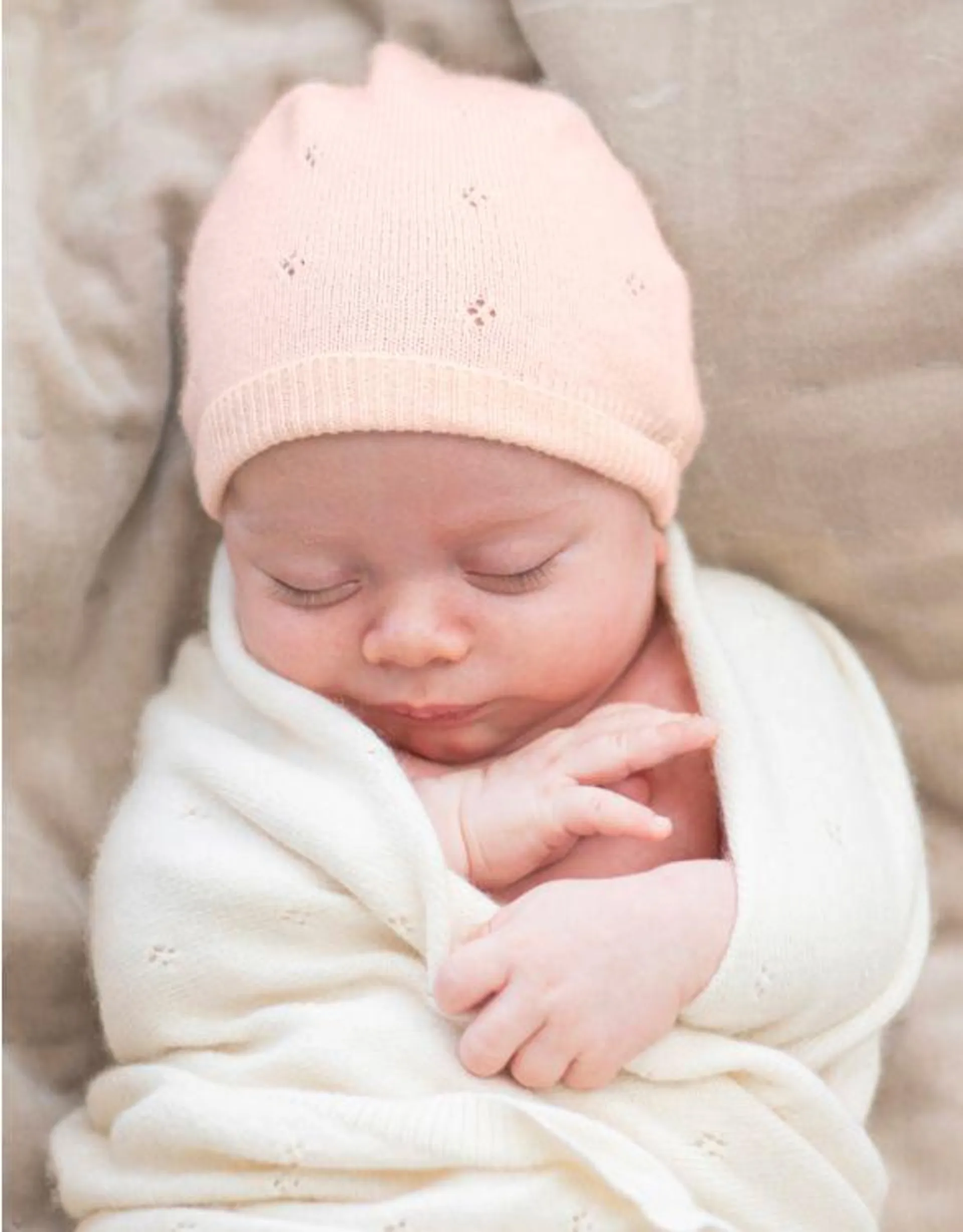 Mini Cotton & Cashmere Pink Knitted Baby Hat