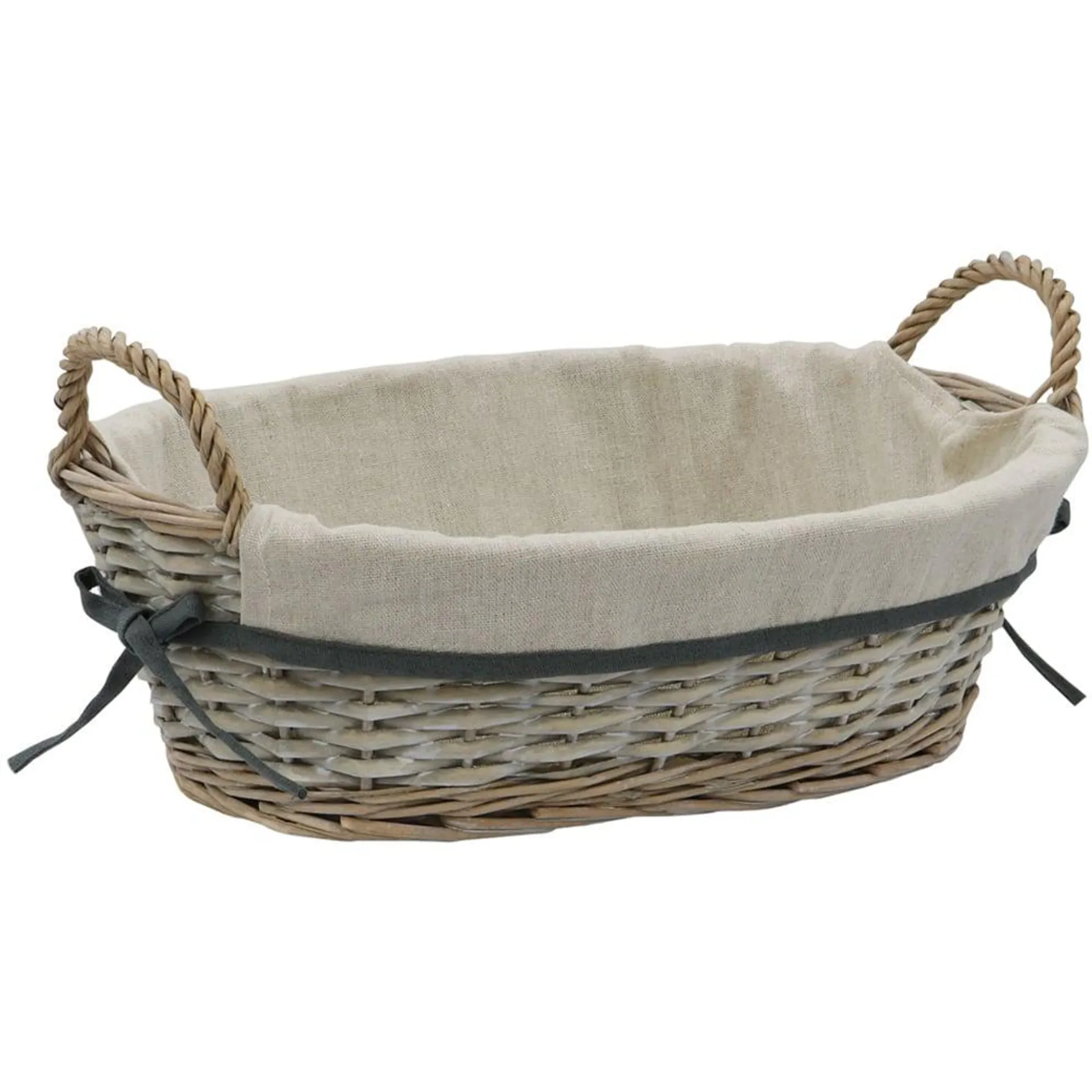 JVL Arianna Grey Oval Willow Storage Basket 9L