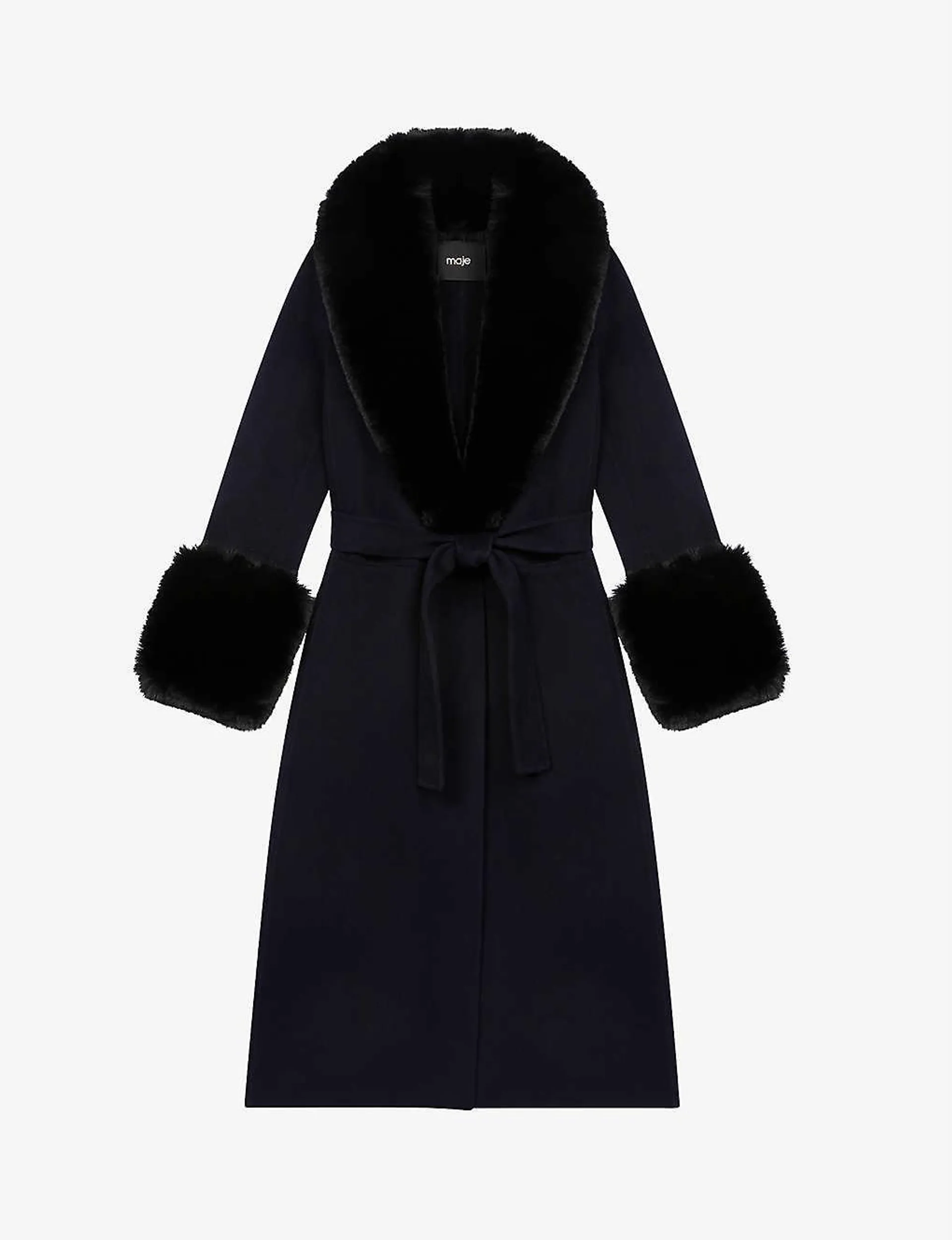 Galaxyra faux fur-collar wool-blend coat