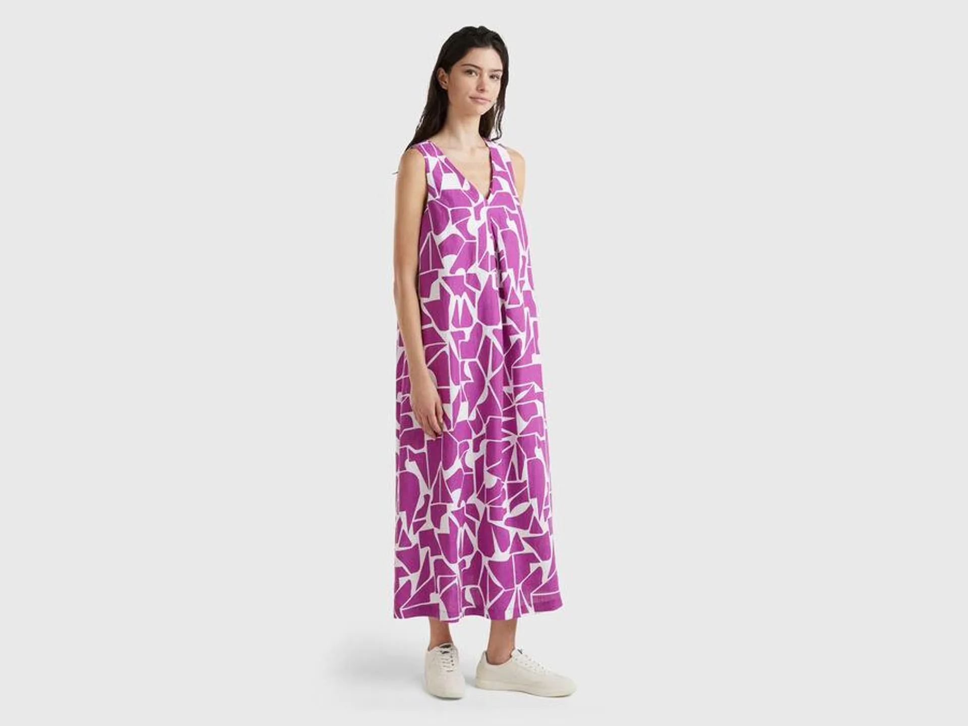 Printed linen dress