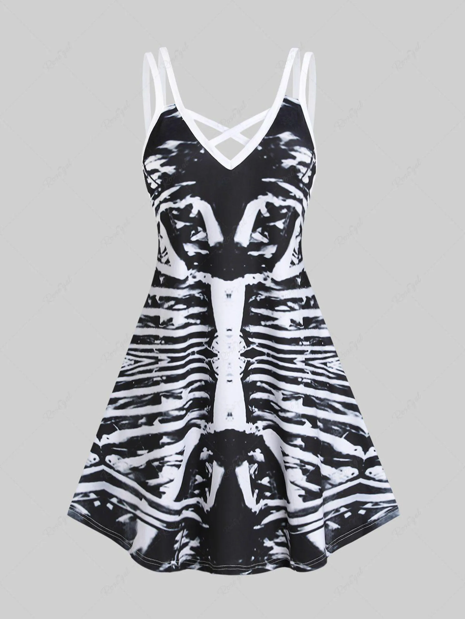 Halloween Costumes Skeleton Crisscross A Line Dress - 1x | Us 14-16