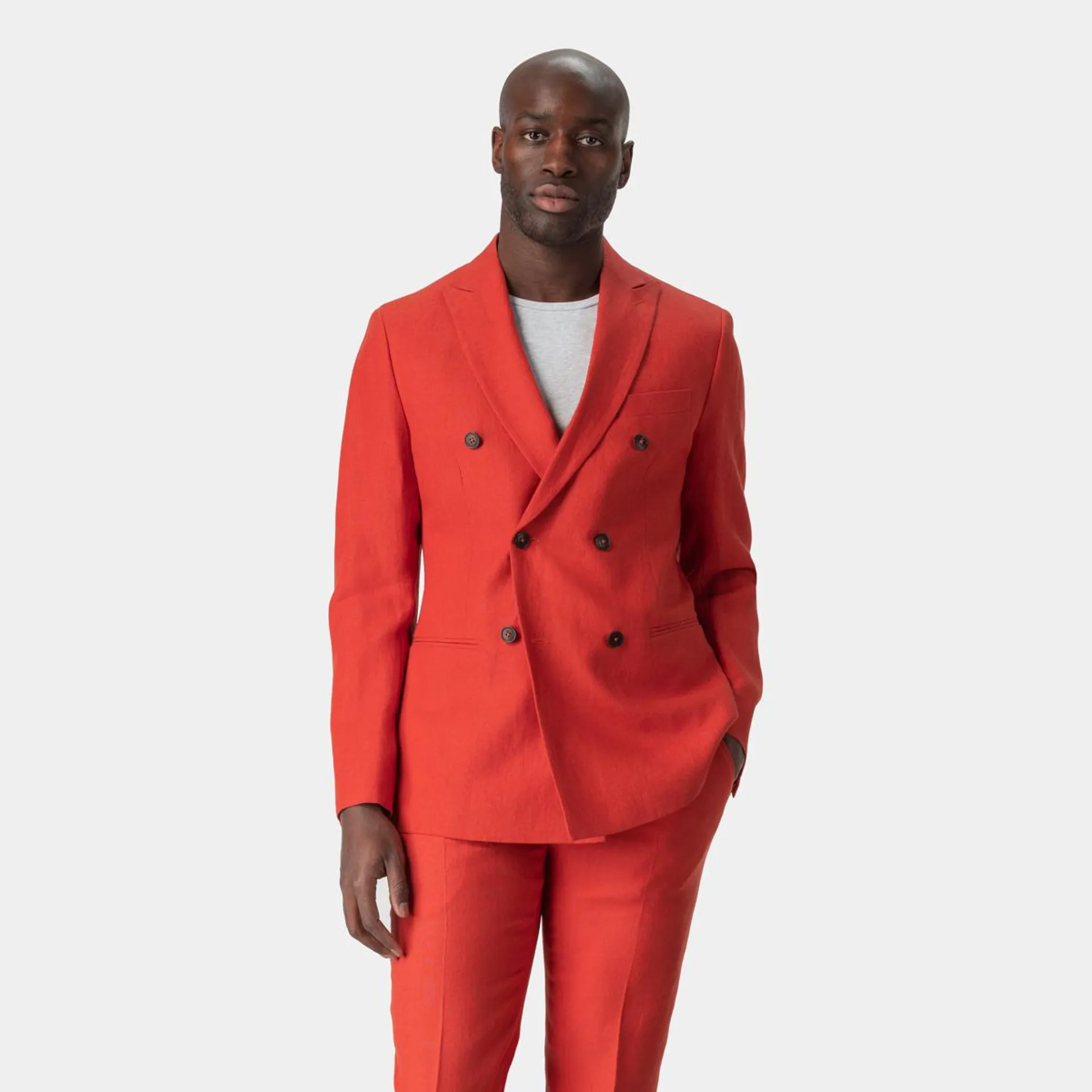 Orange two-piece suit