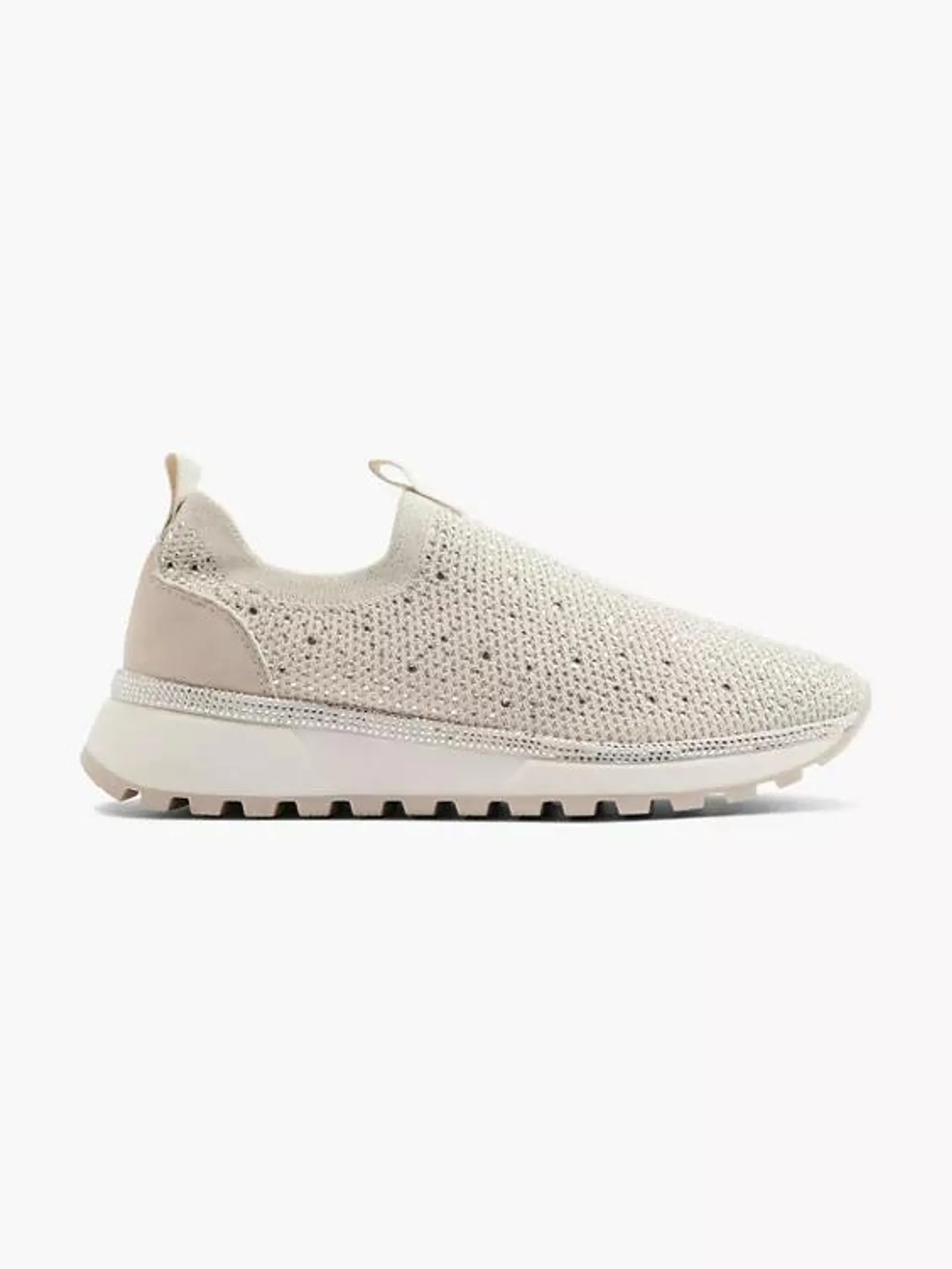 Slip On Knitted Trainer With Diamante Detail