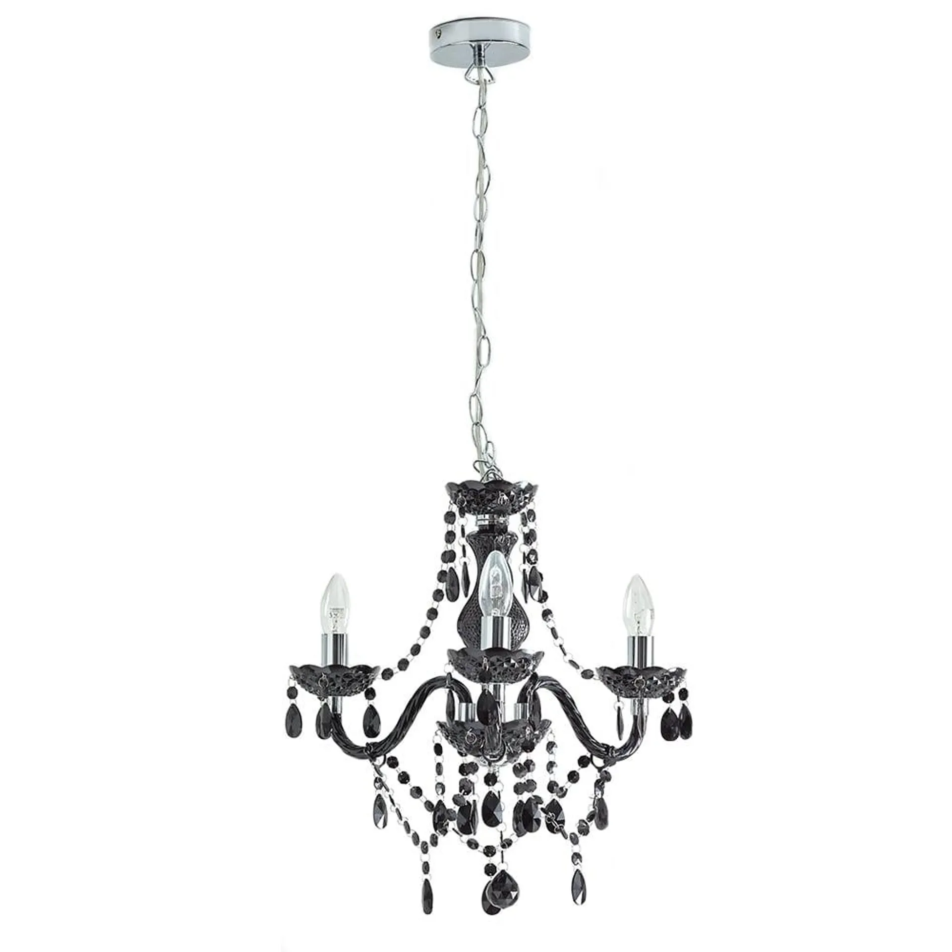 Wilko Marie Therese 3 Arm Black Chandelier Ceiling Light