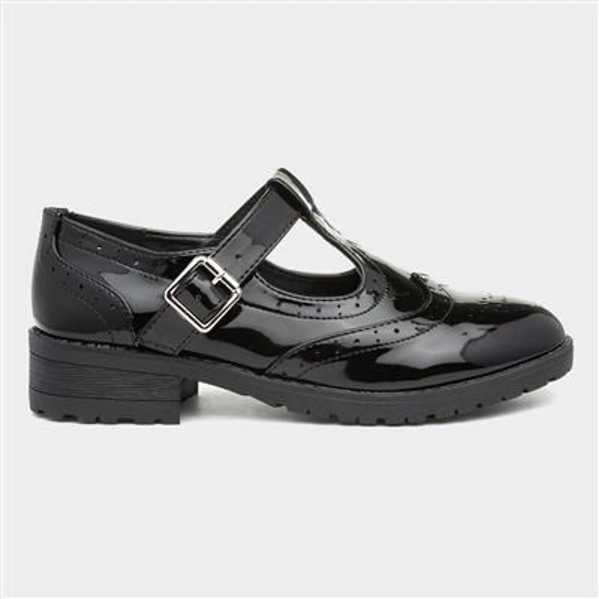 Junior Cam Girls Patent Brogue T-Bar