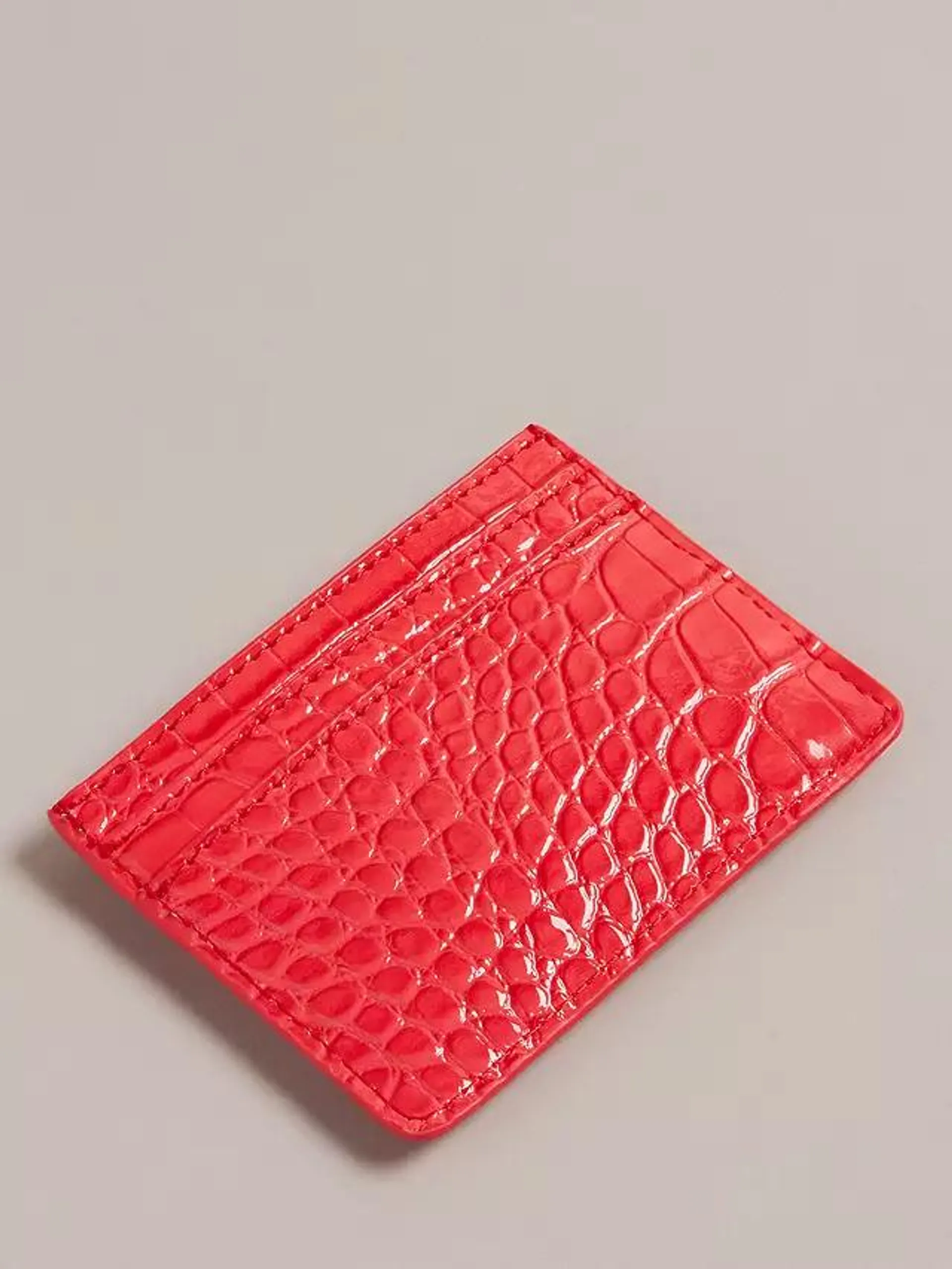 Ted Baker Valannne Crocodile Print Card Holder, Coral