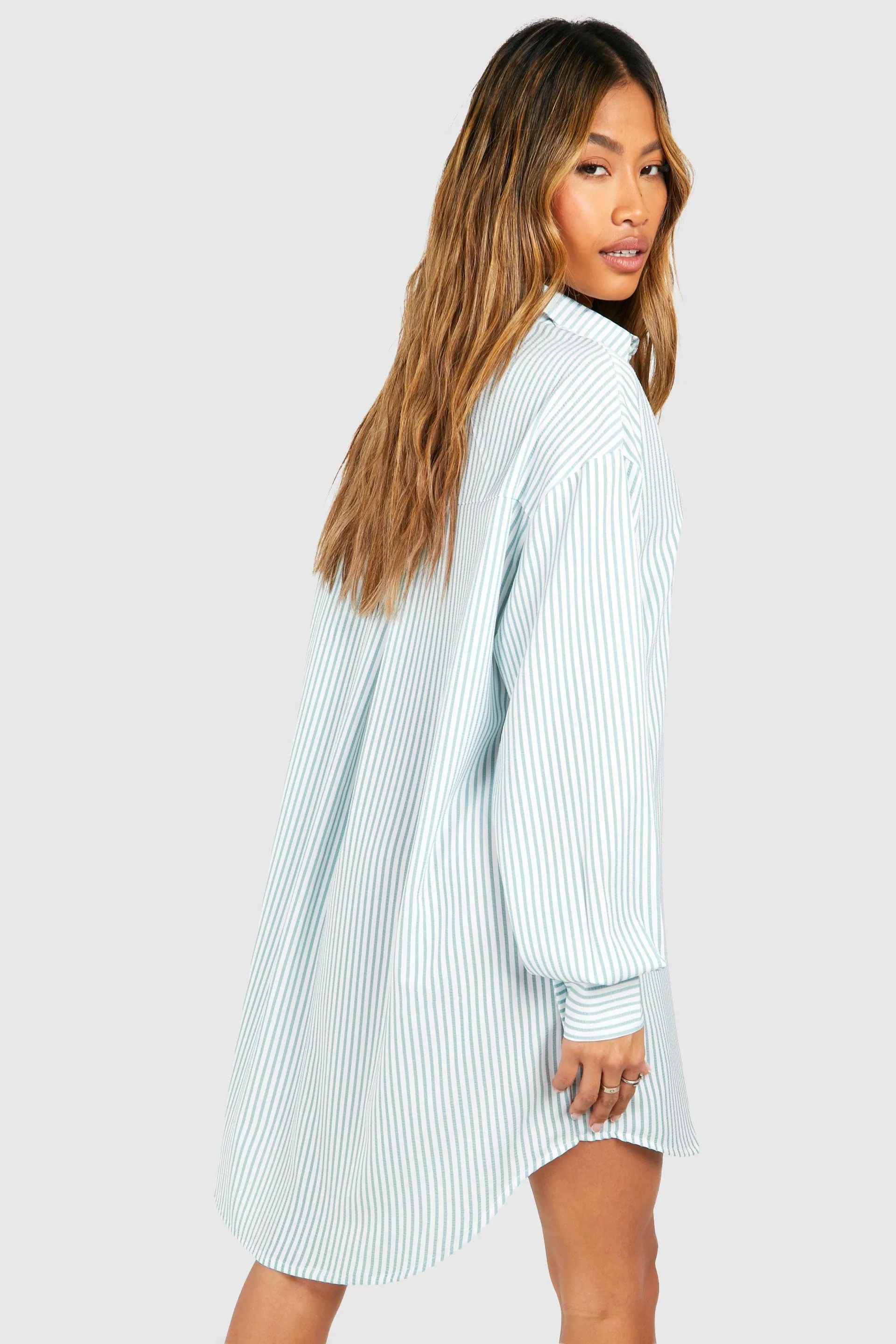 Stripe Dropped Shoulder Shirt Dress