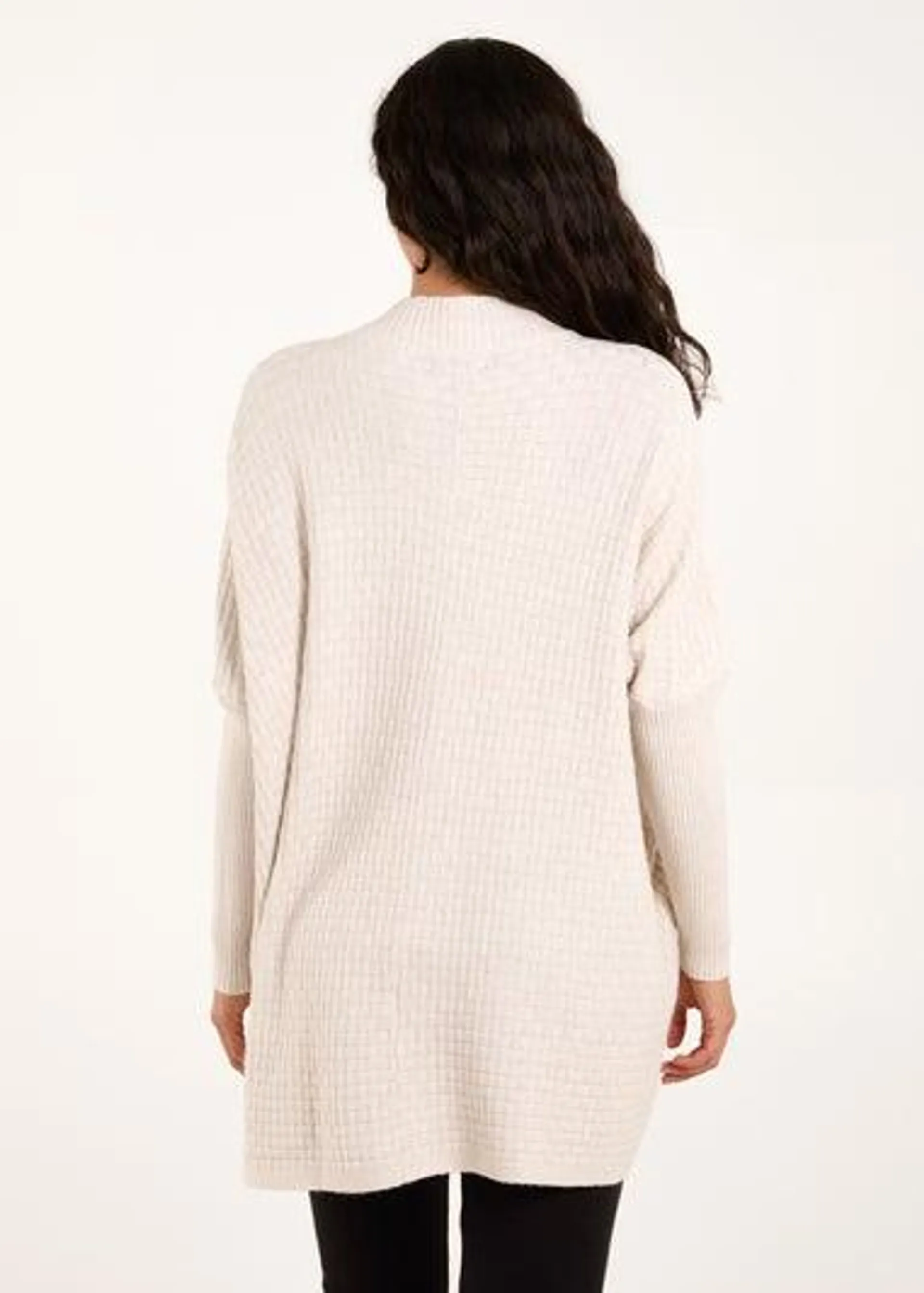 Blue Vanilla Stone Basket Weave High Neck Jumper