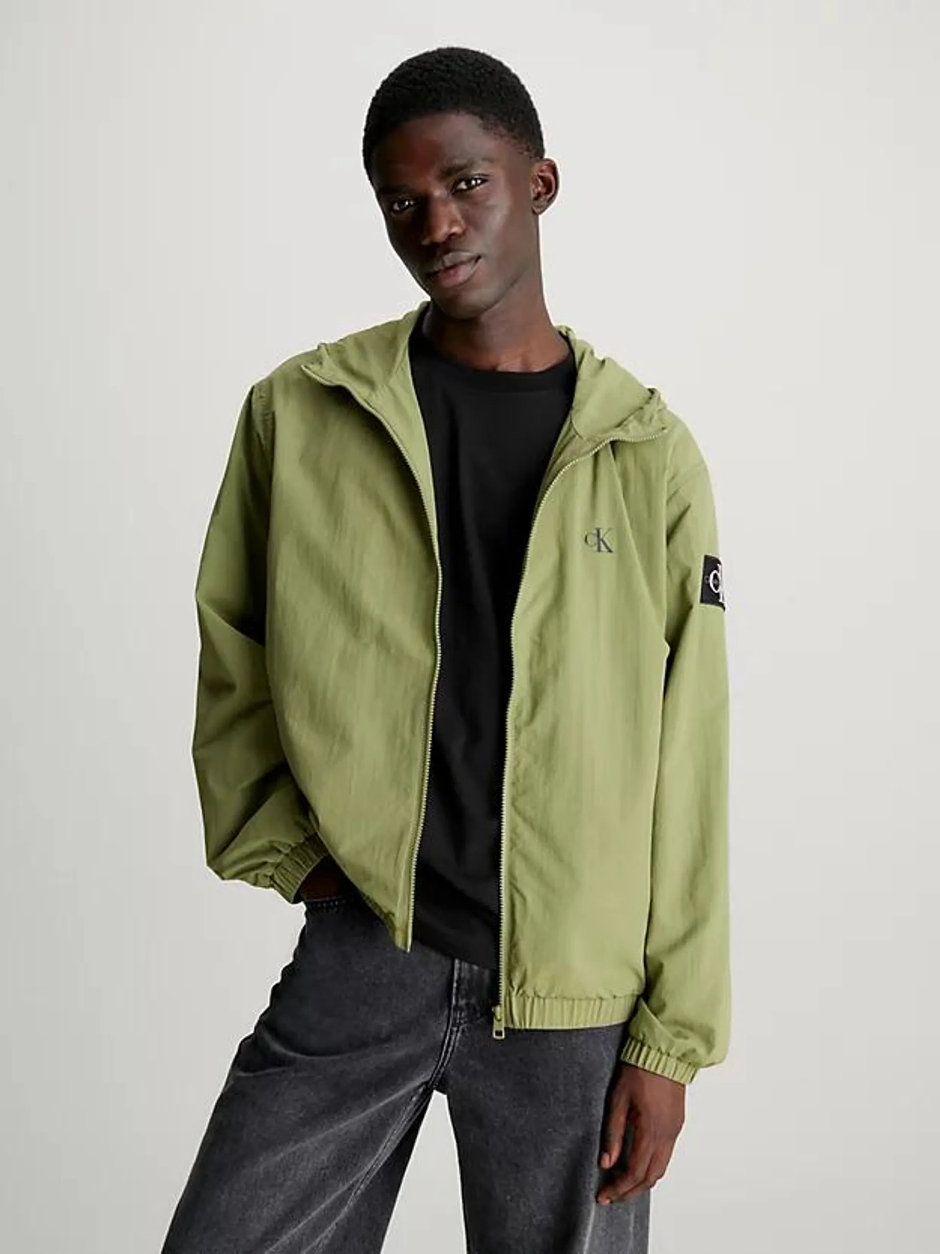 Relaxed Hooded Nylon Windbreaker