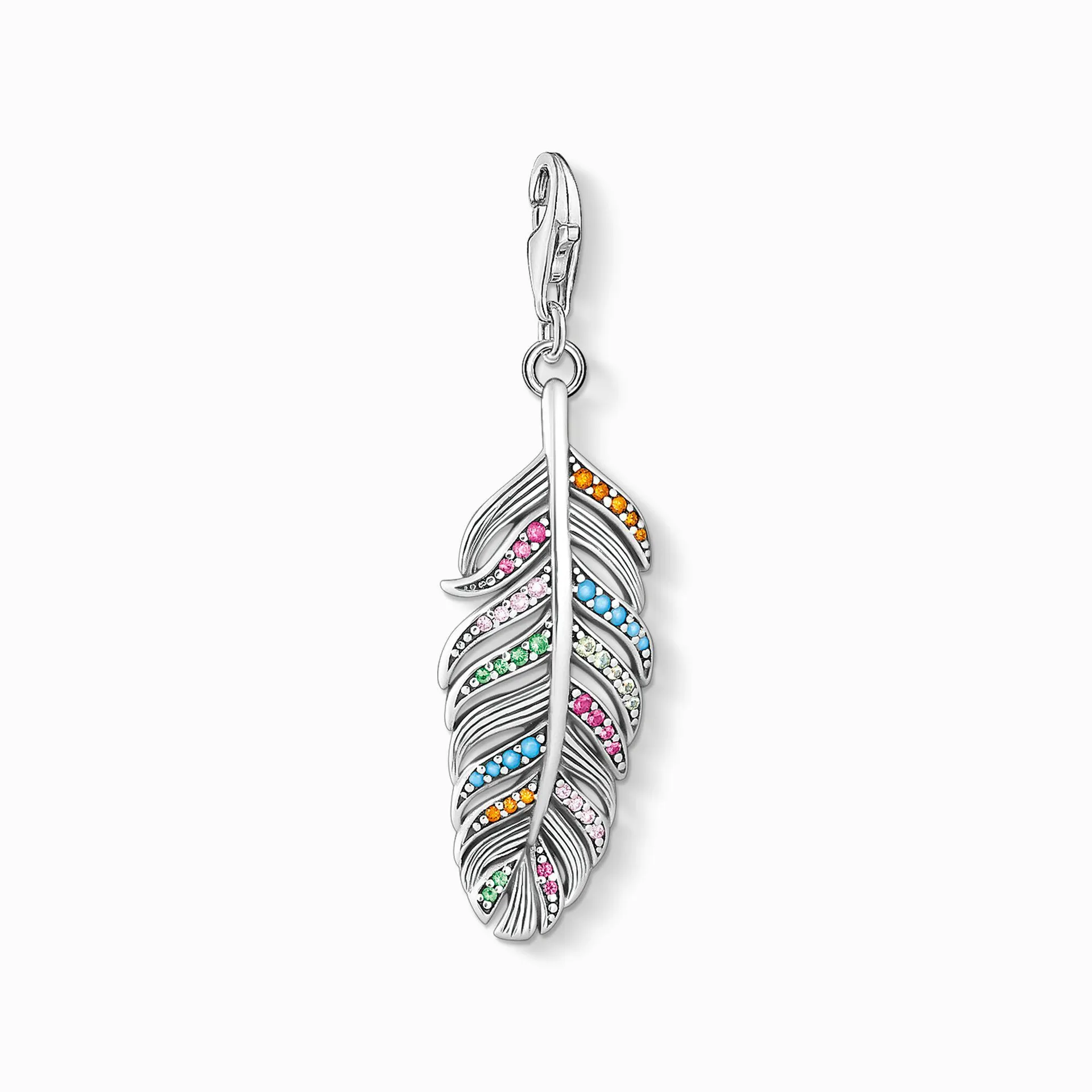 Charm pendant feather silver