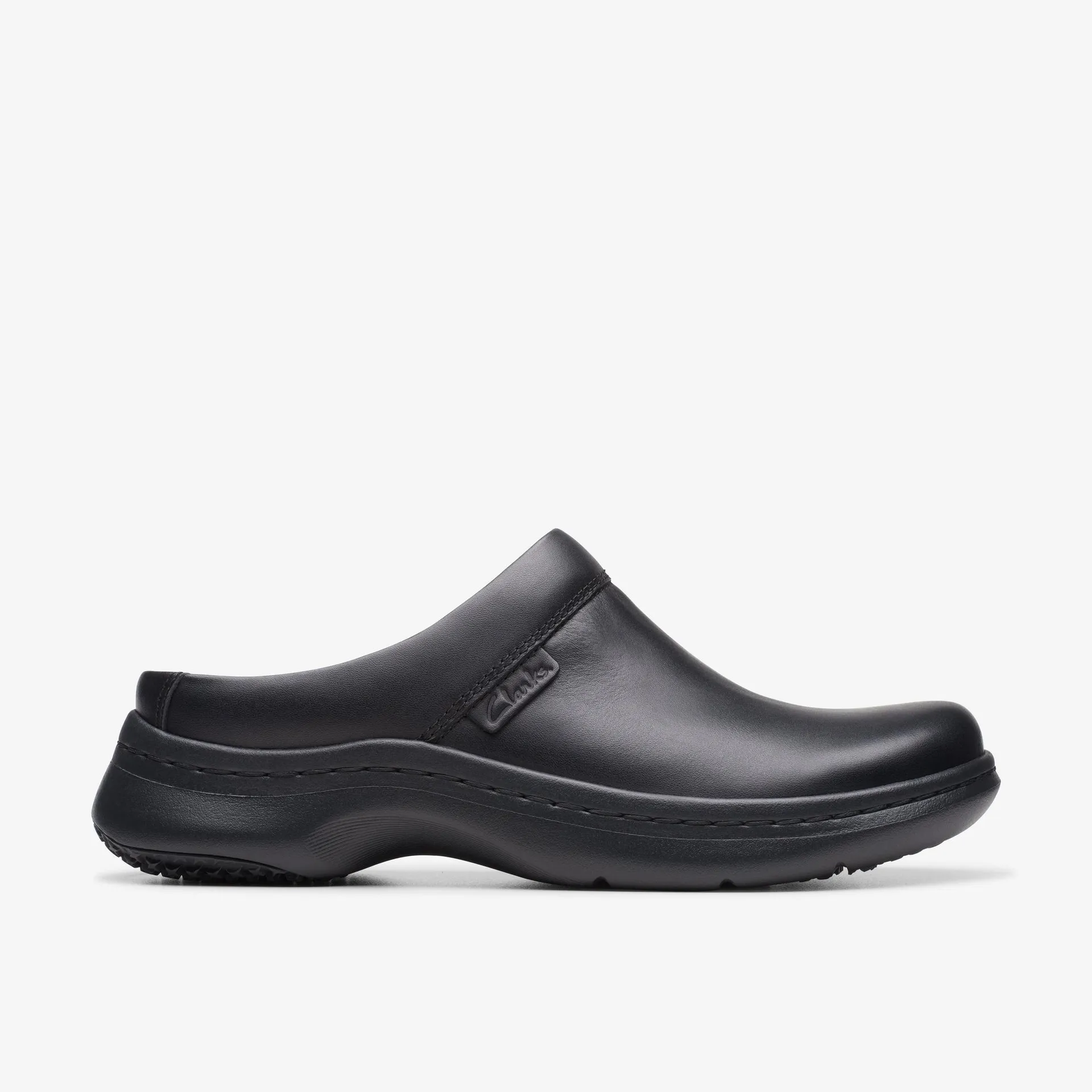 Clarks Pro Clog Black Leather