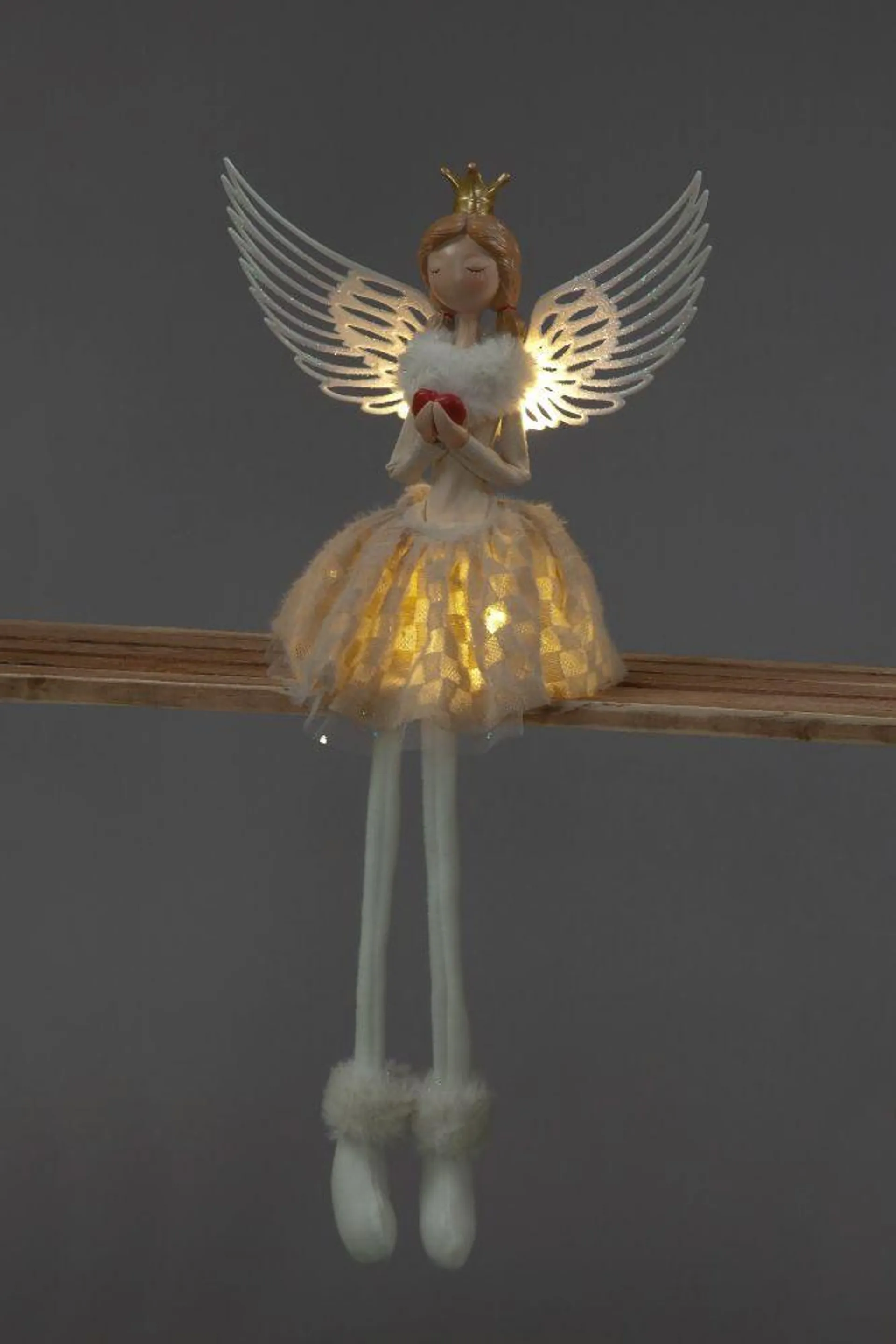 Battery Operated 55cm LED Sitting Angel with Gold Crown