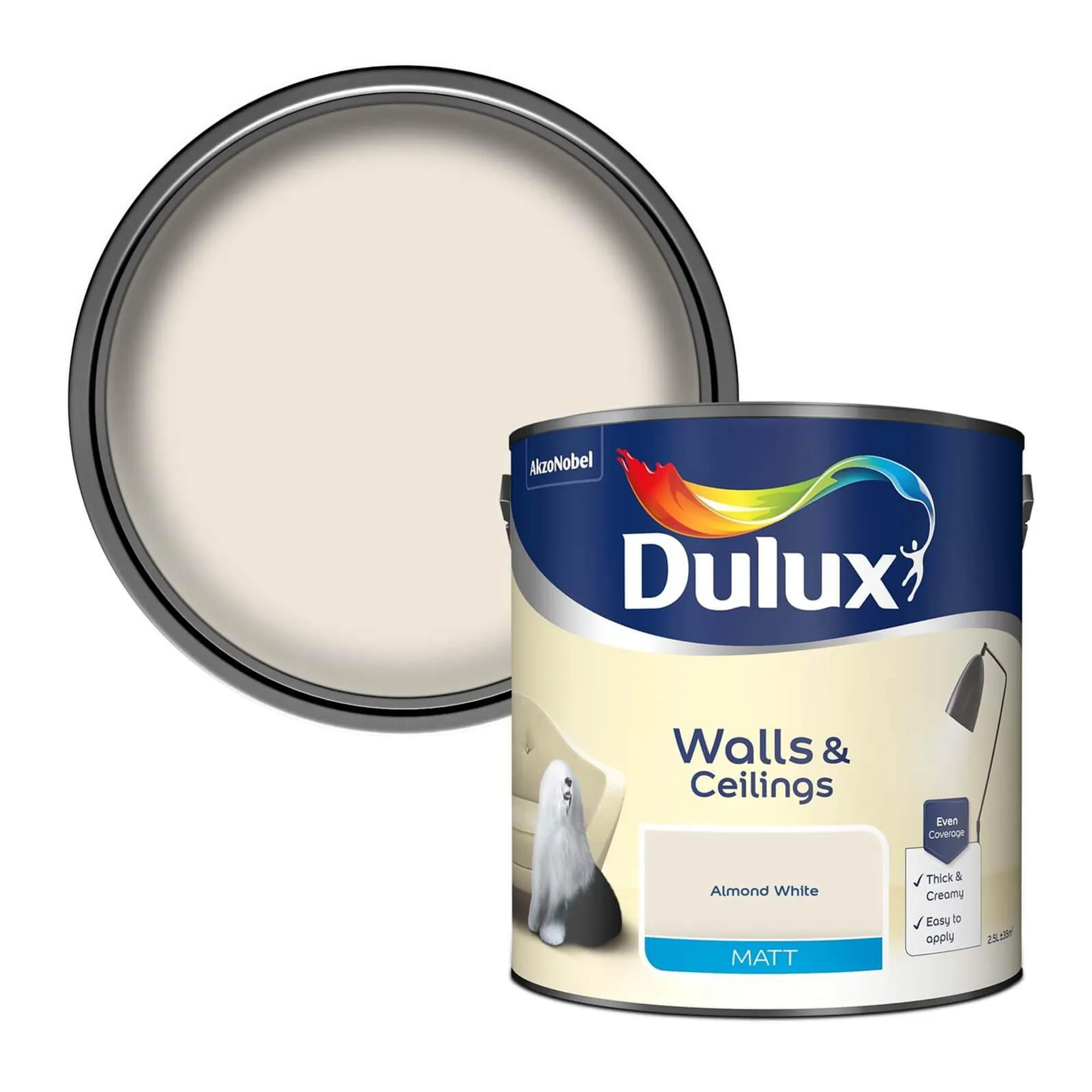 Dulux Matt Emulsion Paint Almond White - 2.5L